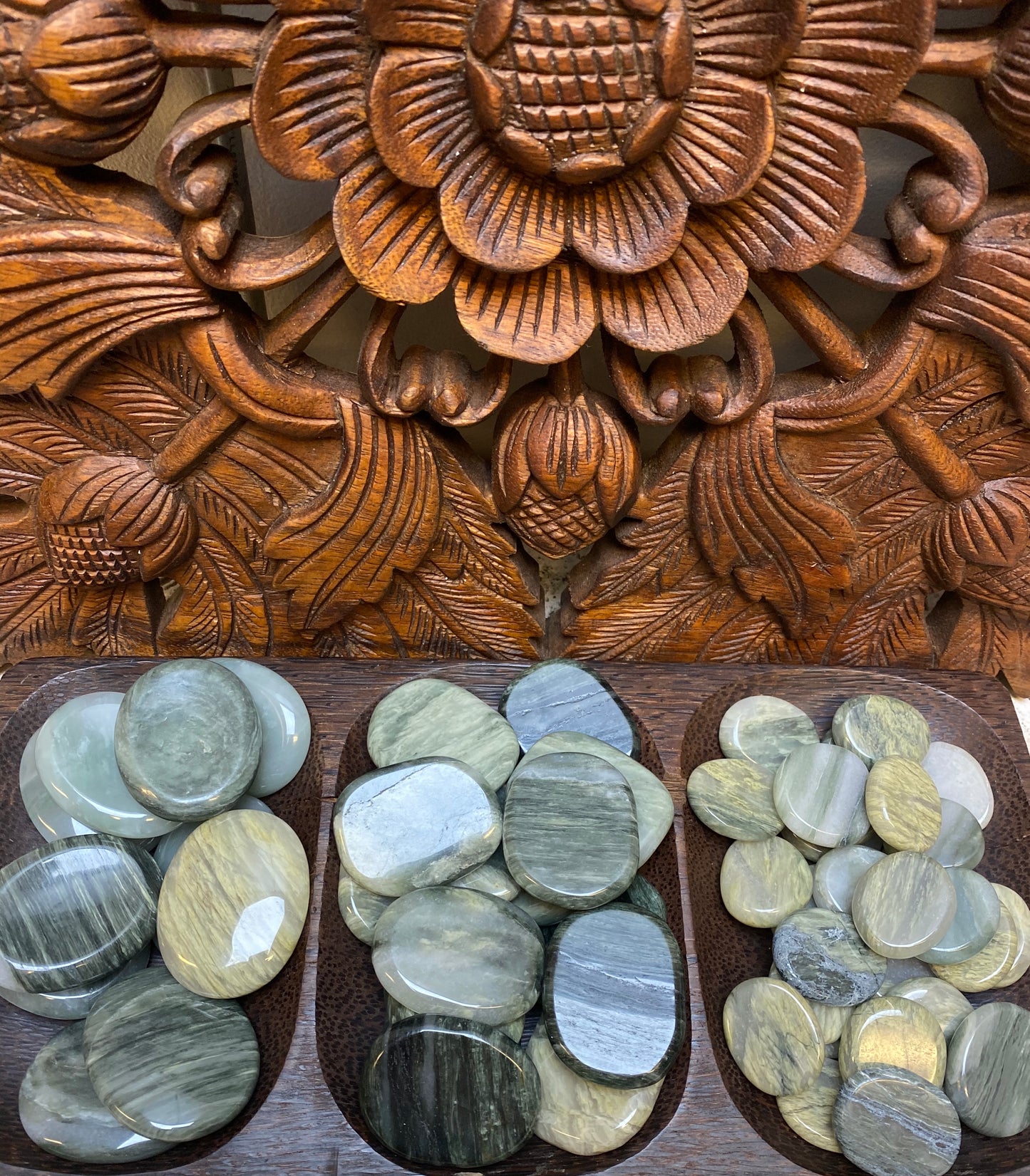 Flat Green Hair Jasper Coins