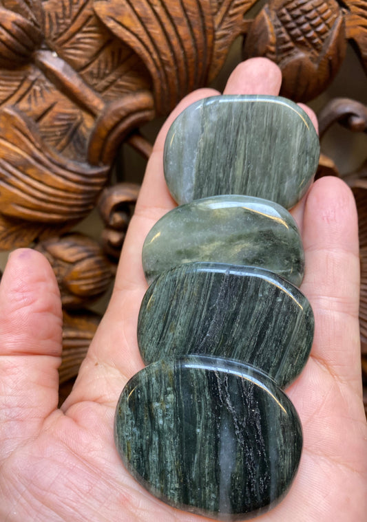 Flat Green Hair Jasper Coins