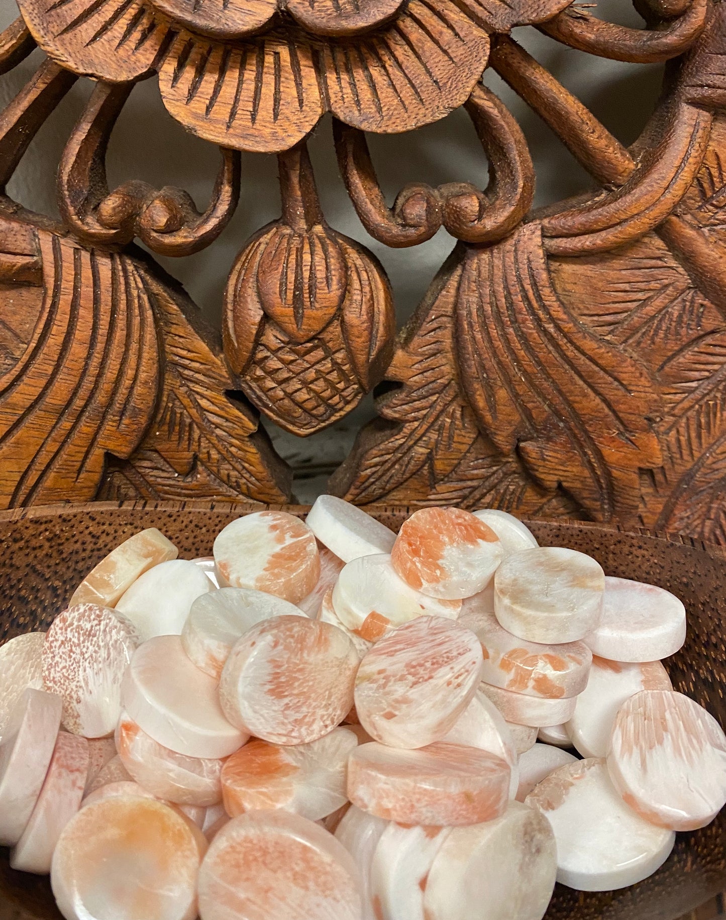 Peach Scolecite Coins