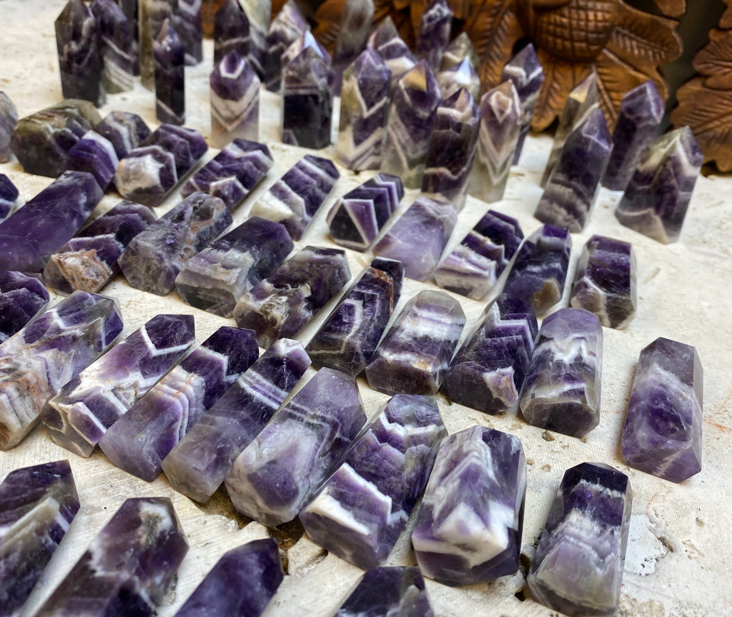 Chevron Amethyst Base Cut Crystal points