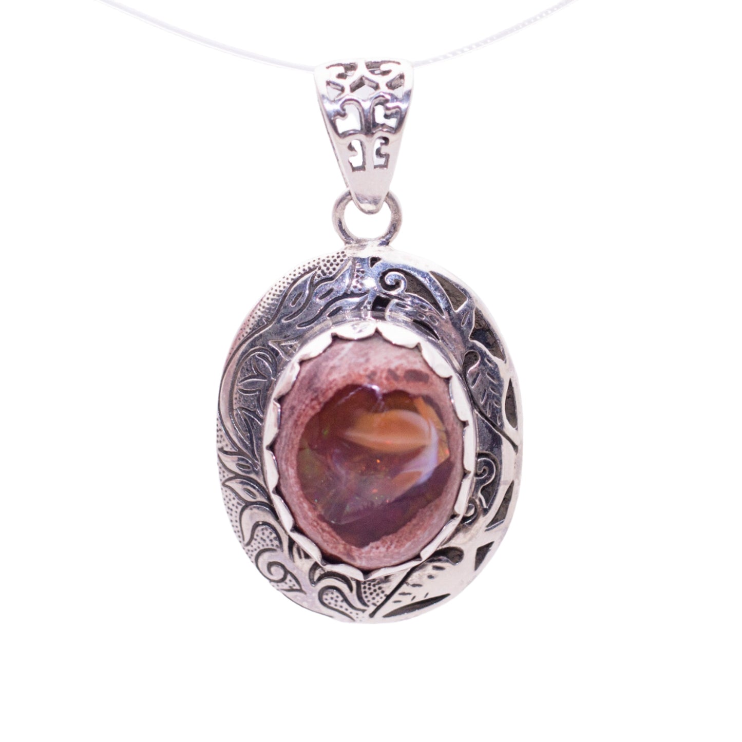 Sterling Silver Hand Etched Pendant - Available in 11 Stones