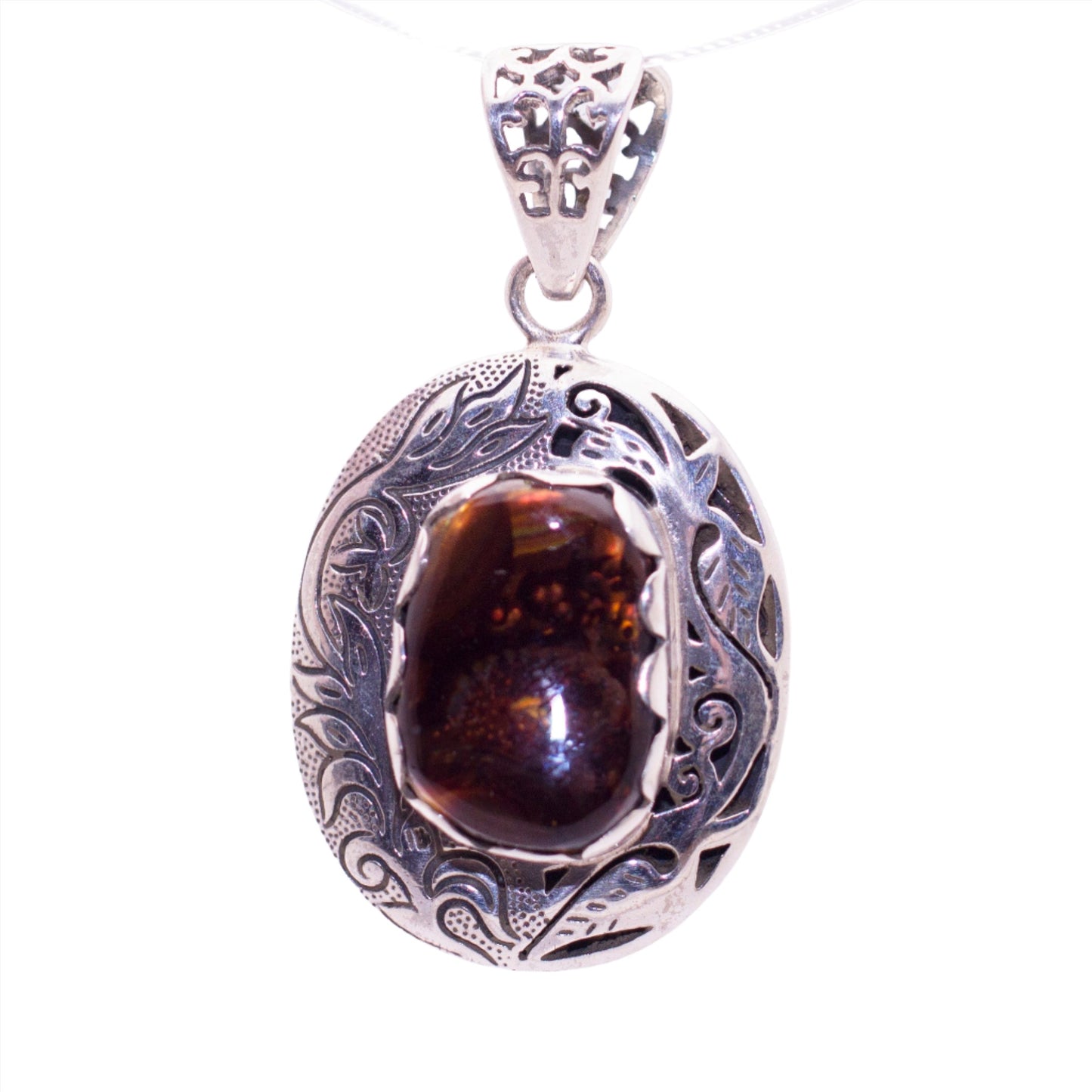Sterling Silver Hand Etched Pendant - Available in 11 Stones