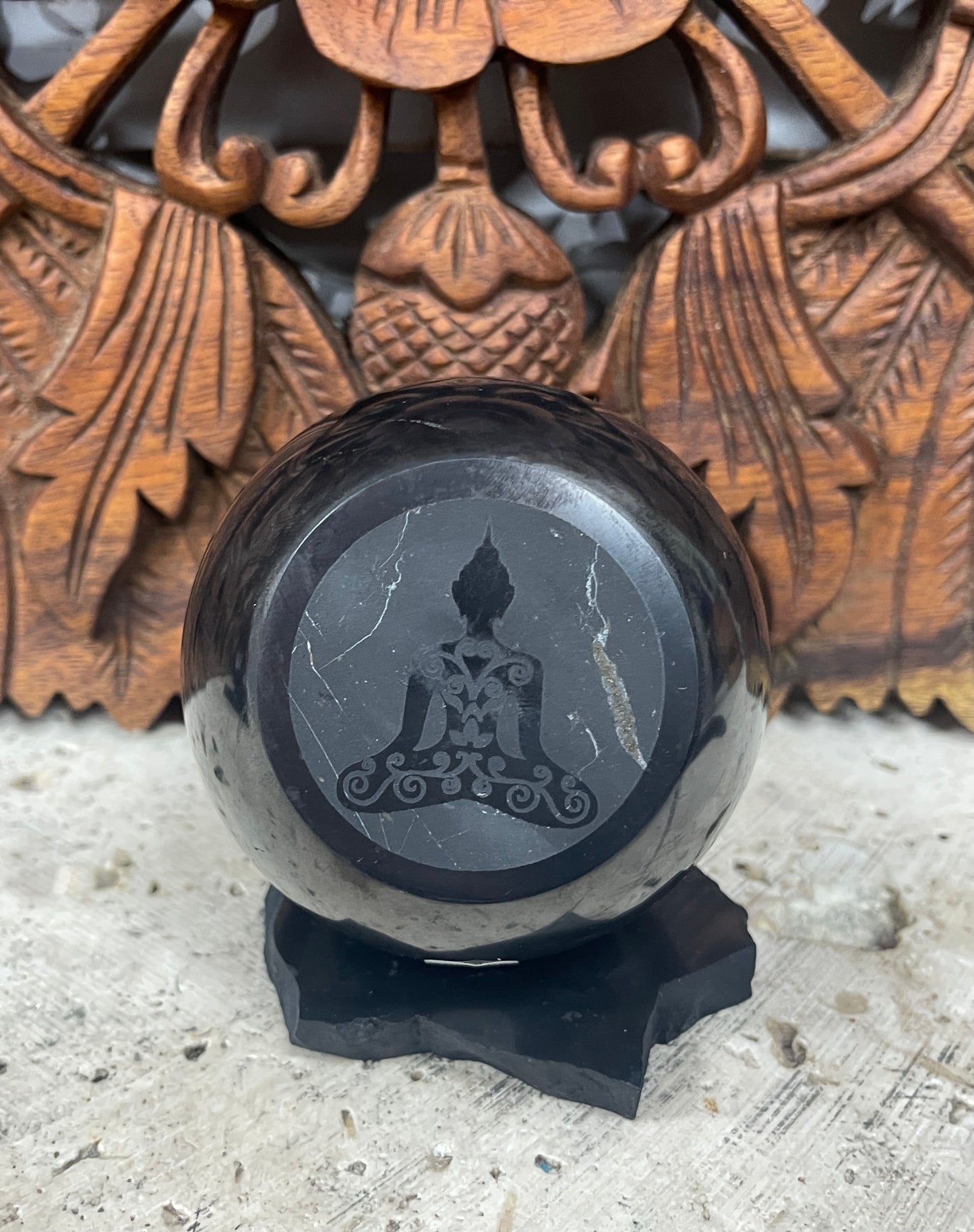 Shungite Buddha Engraved Spheres