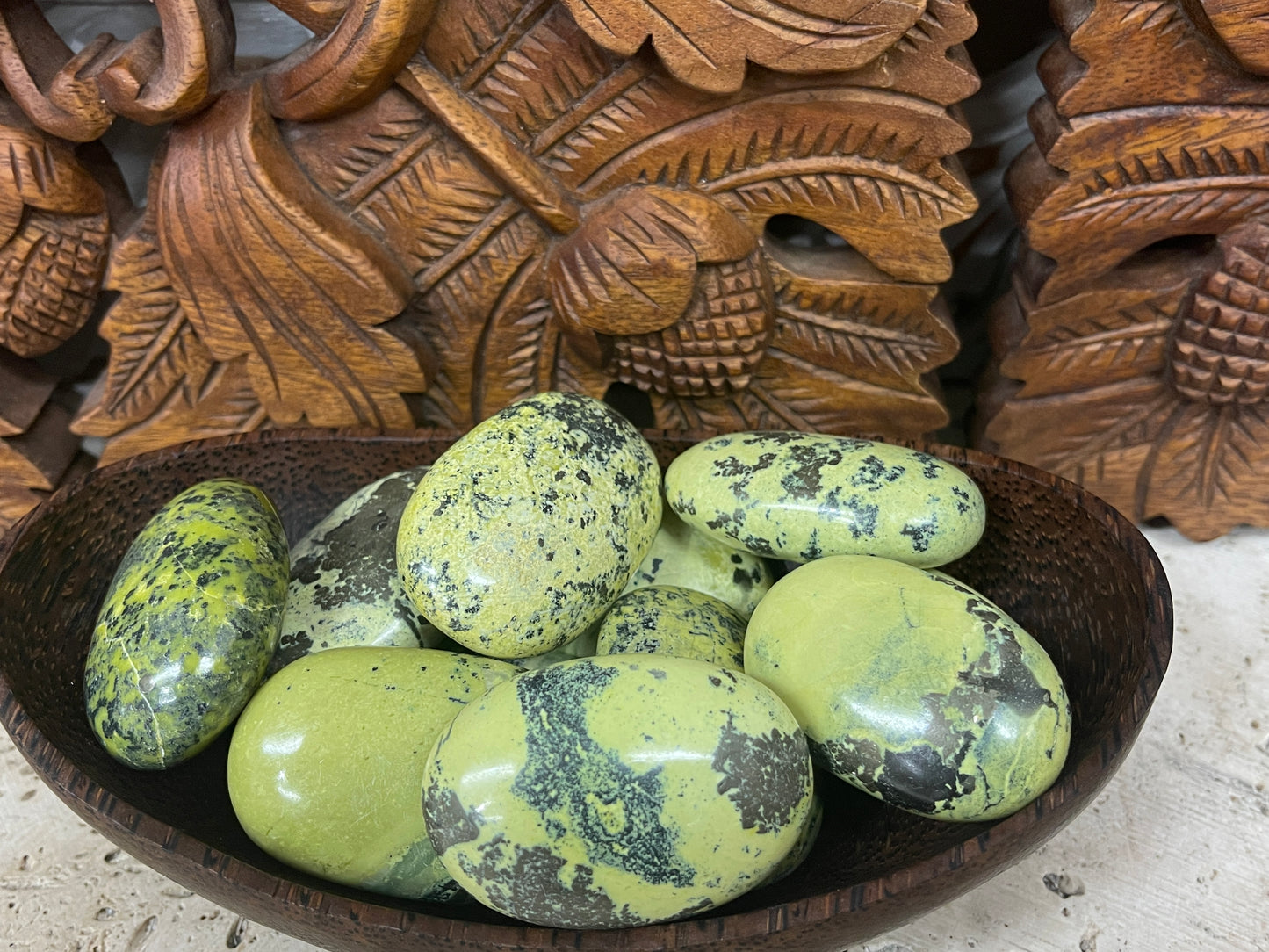 Infinite Serpentine Palm Stones