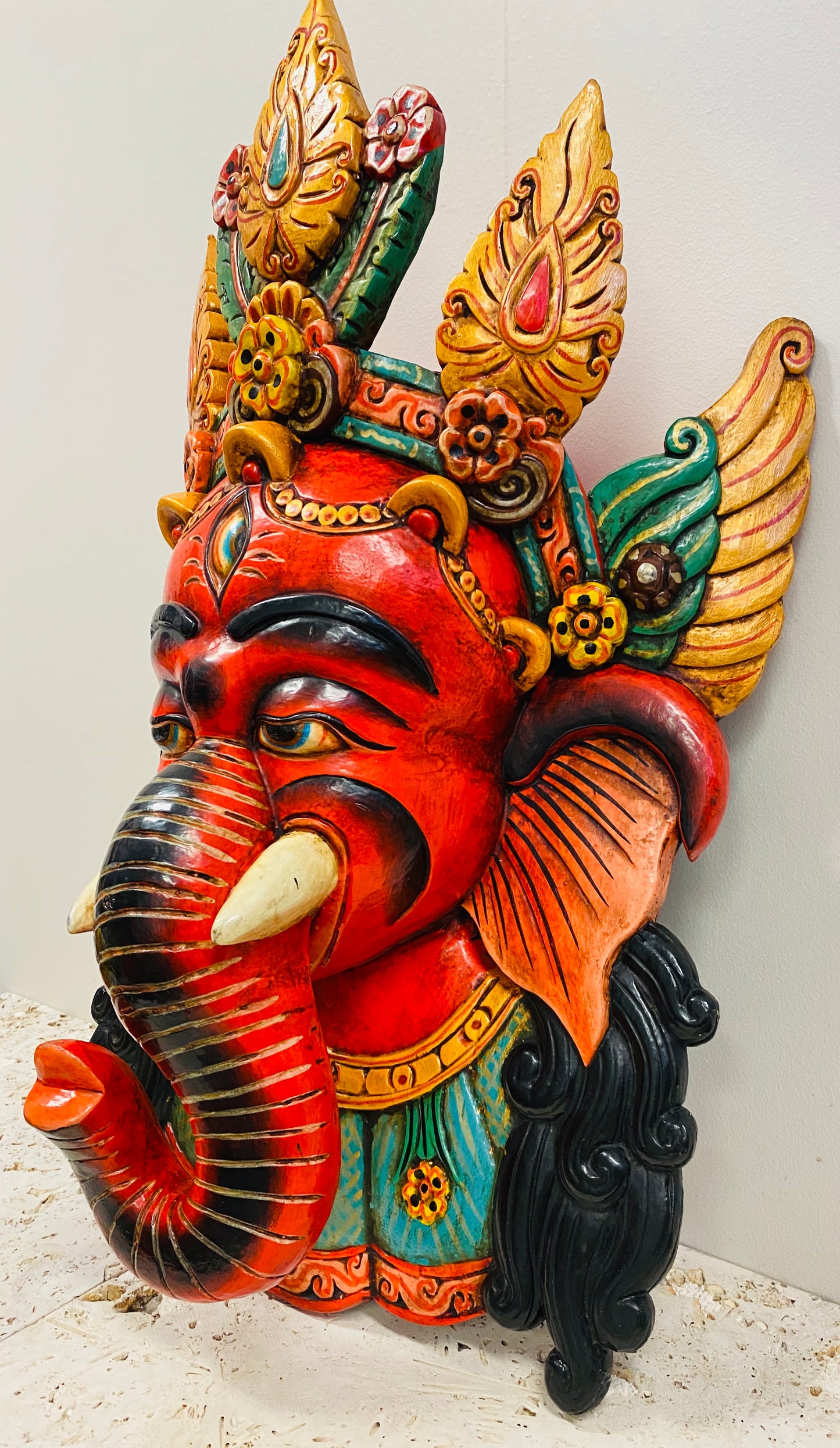 Hand Carved and Painted Ganesh Masks from Nepal - Available in 3 Sizes