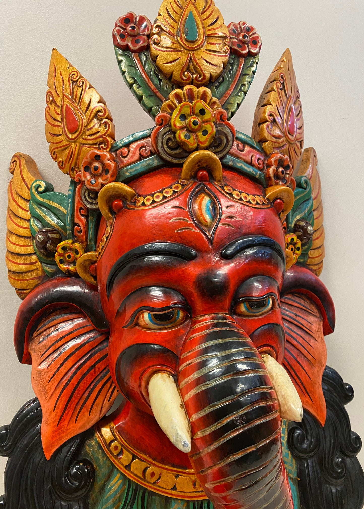 Hand Carved and Painted Ganesh Masks from Nepal - Available in 3 Sizes