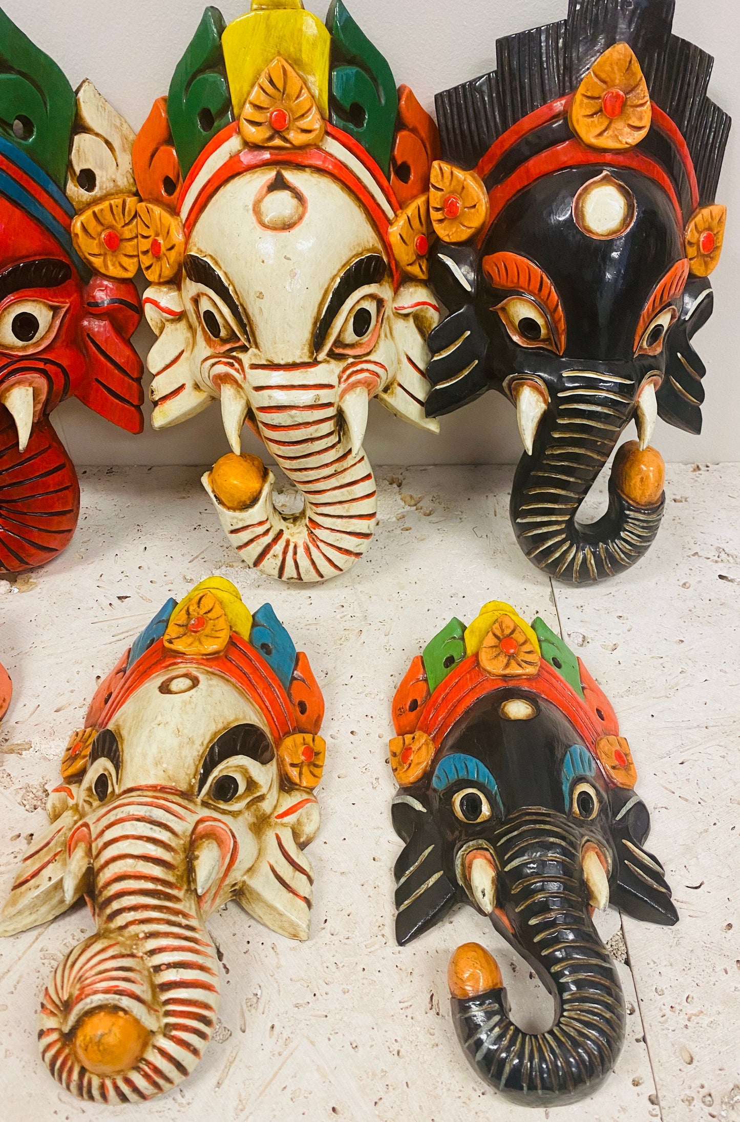 Hand Carved and Painted Ganesh Masks from Nepal - Available in 3 Sizes