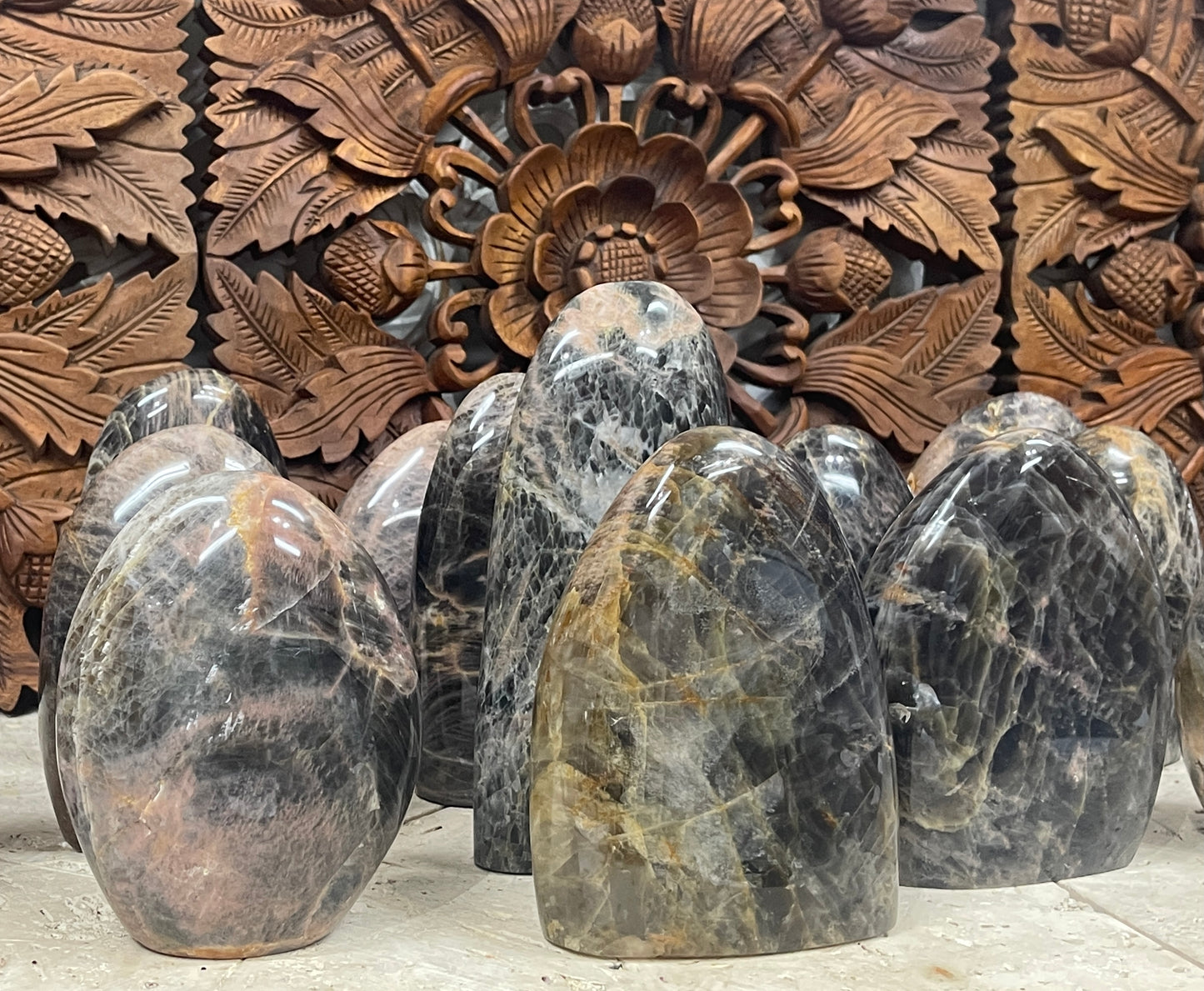 Large Black Moonstone Freeform Mountains