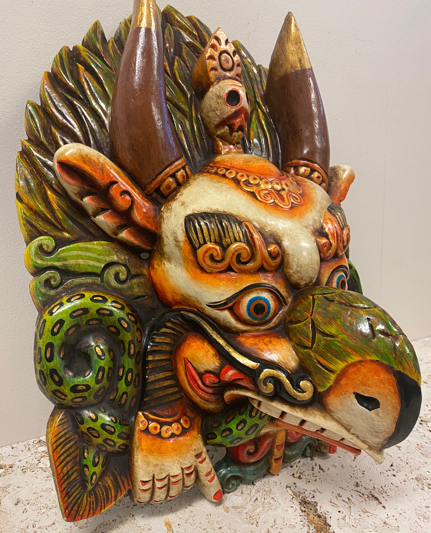 Hand Carved and Painted Garuda Masks from Nepal - Available in 3 Sizes