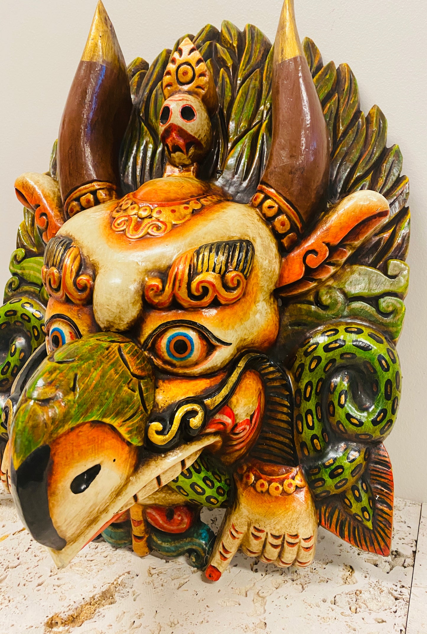 Hand Carved and Painted Garuda Masks from Nepal - Available in 3 Sizes