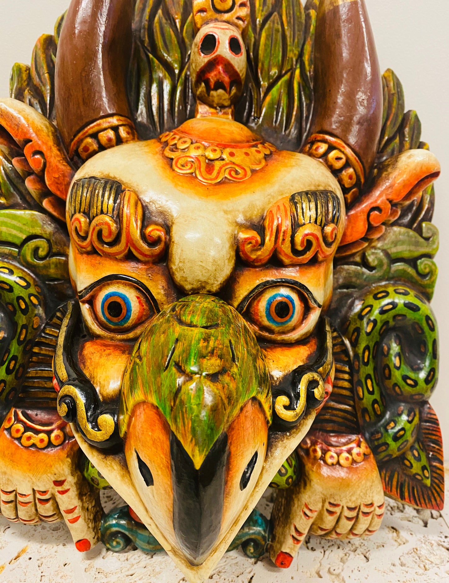 Hand Carved and Painted Garuda Masks from Nepal - Available in 3 Sizes