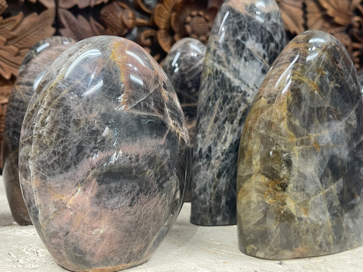Large Black Moonstone Freeform Mountains