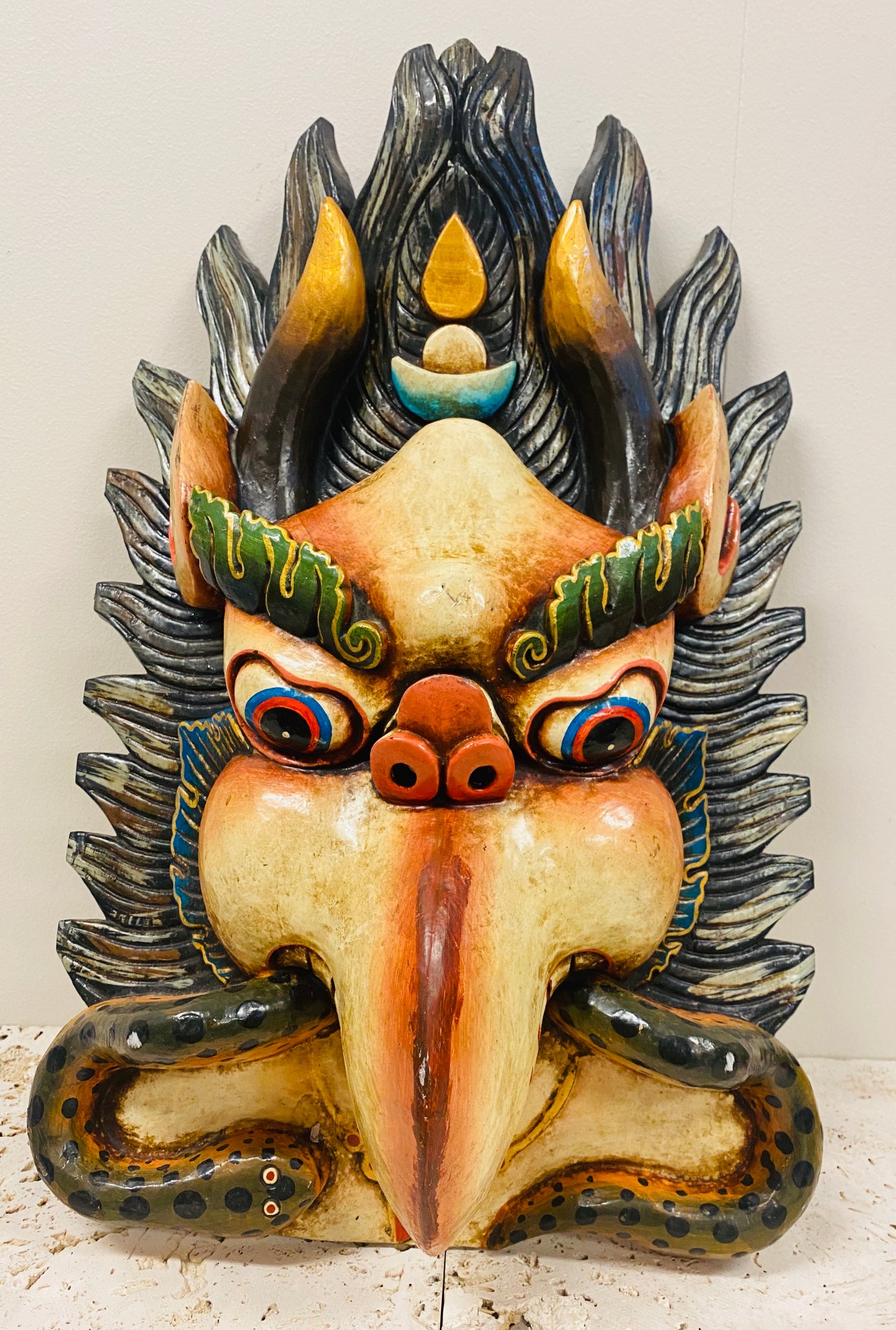Hand Carved and Painted Garuda Masks from Nepal - Available in 3 Sizes