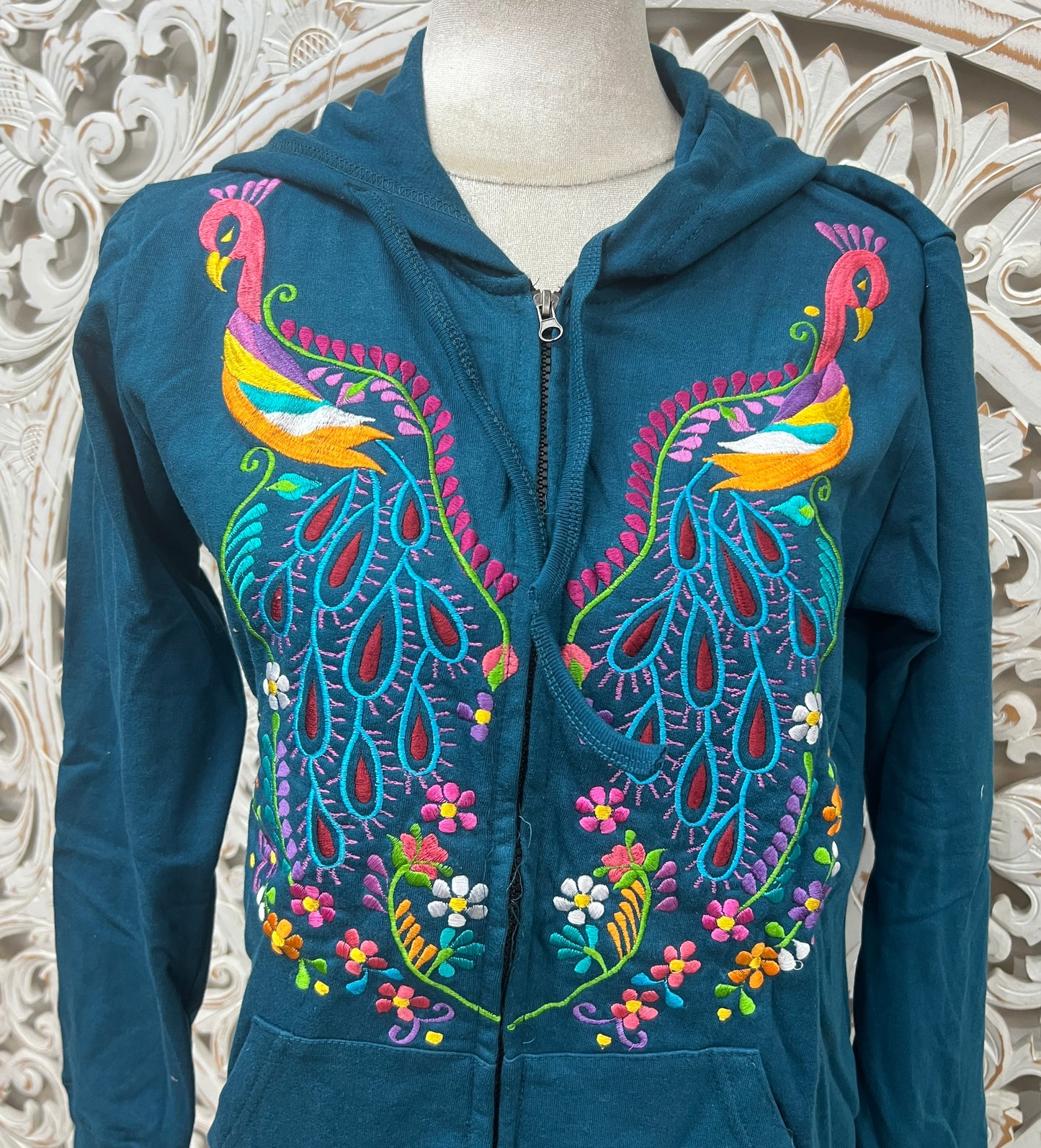 Embroidered Peacock Hoodie | 4 Colors