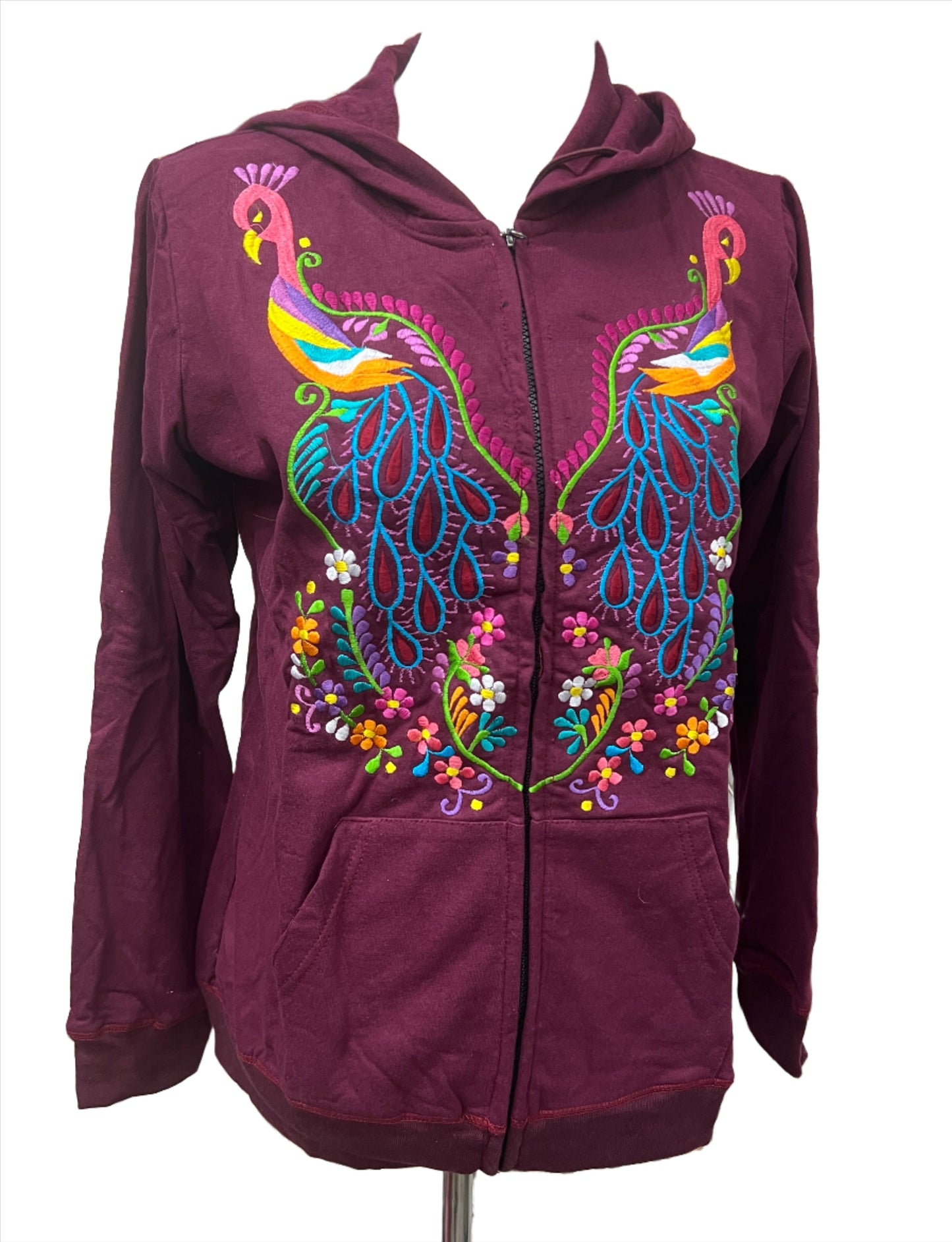 Embroidered Peacock Hoodie | 4 Colors