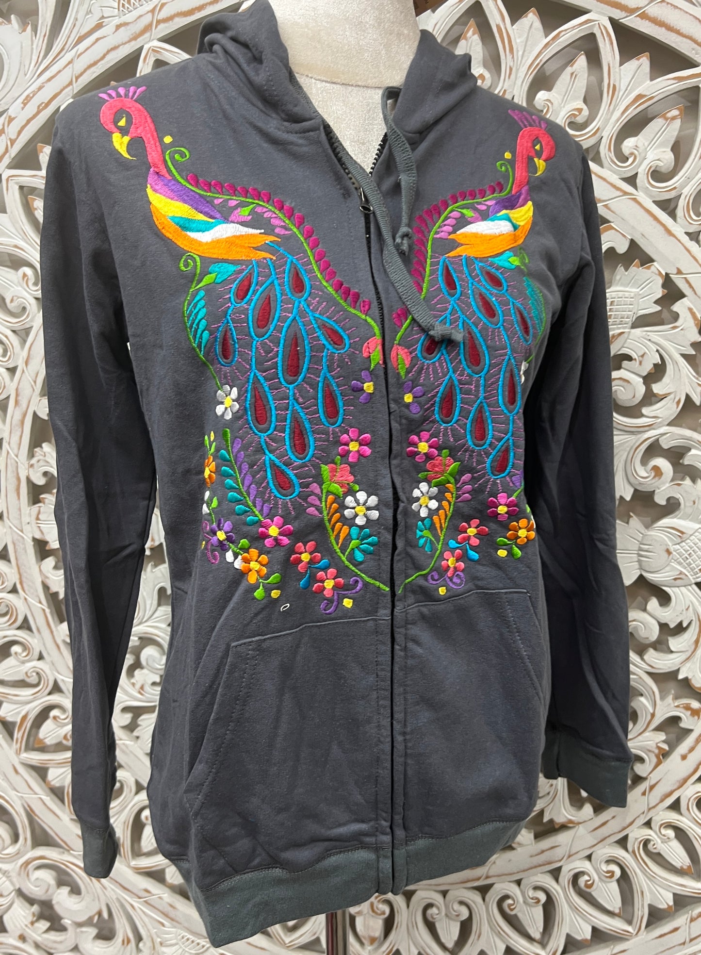 Embroidered Peacock Hoodie | 4 Colors