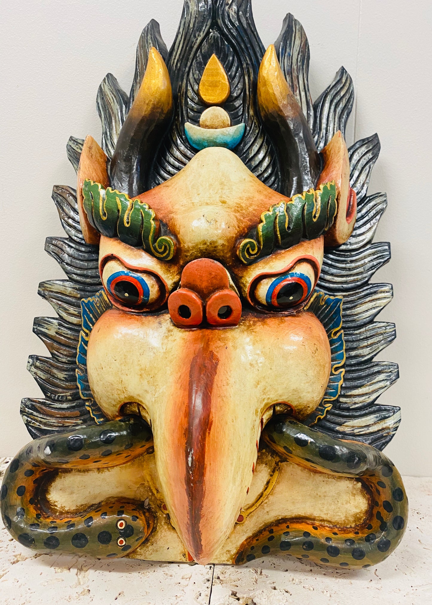 Hand Carved and Painted Garuda Masks from Nepal - Available in 3 Sizes