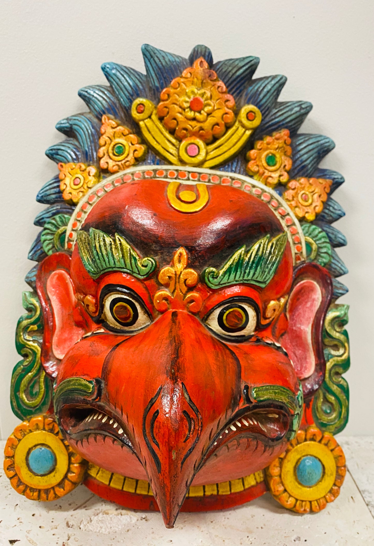 Hand Carved and Painted Garuda Masks from Nepal - Available in 3 Sizes