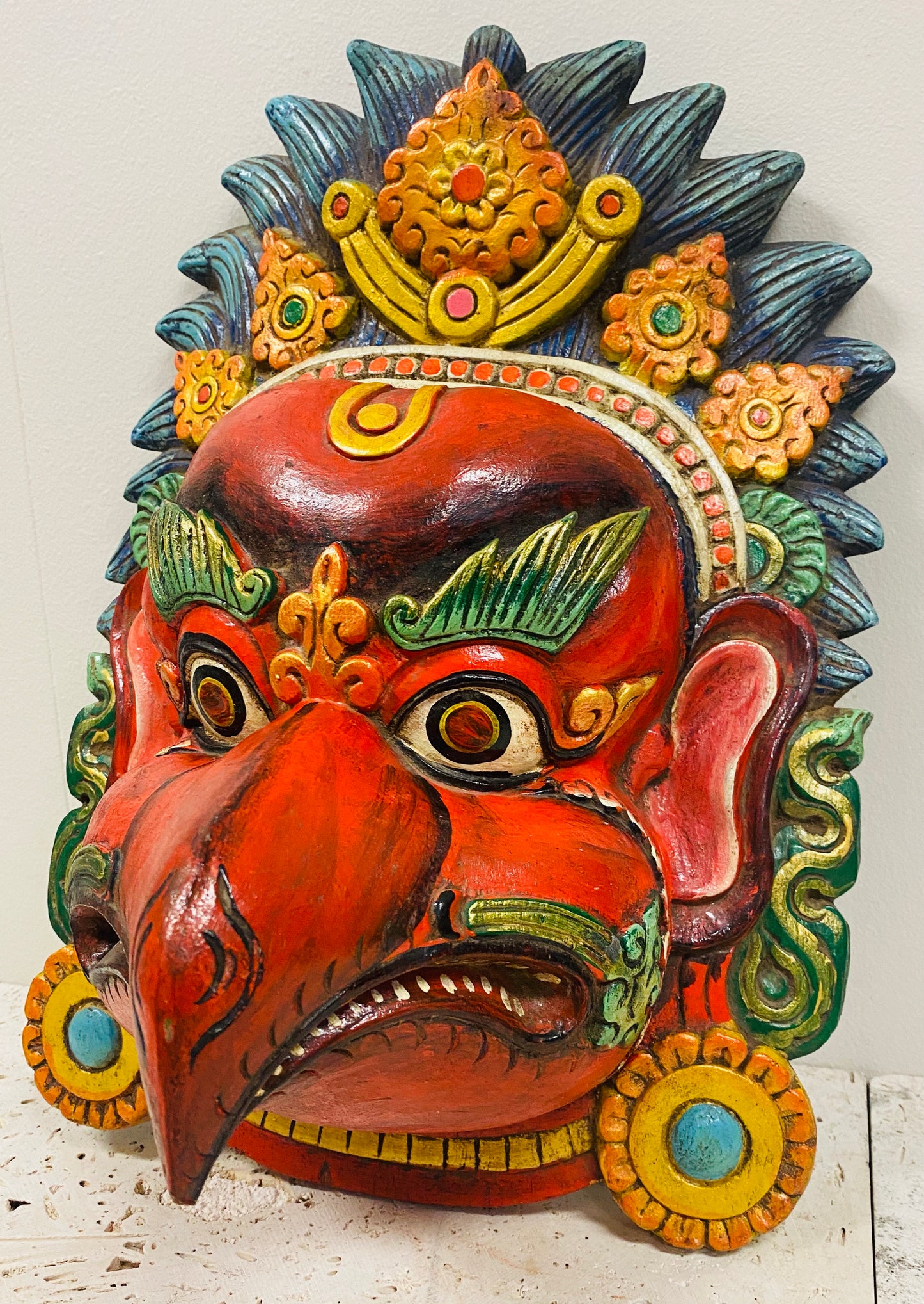 Hand Carved and Painted Garuda Masks from Nepal - Available in 3 Sizes