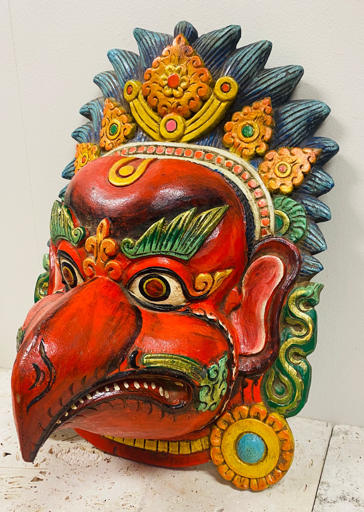 Hand Carved and Painted Garuda Masks from Nepal - Available in 3 Sizes
