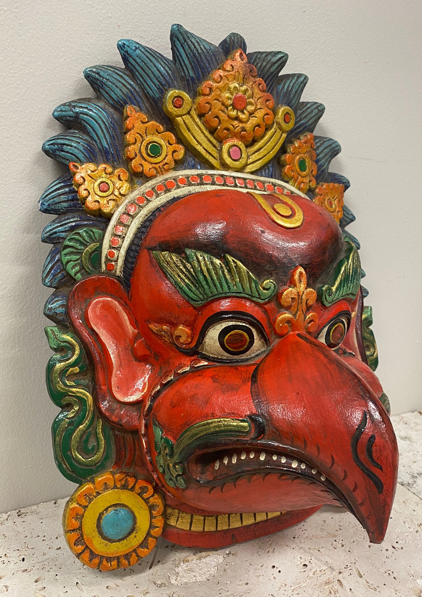 Hand Carved and Painted Garuda Masks from Nepal - Available in 3 Sizes