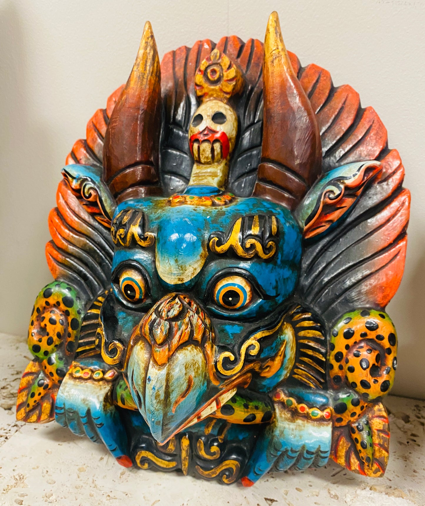 Hand Carved and Painted Garuda Masks from Nepal - Available in 3 Sizes