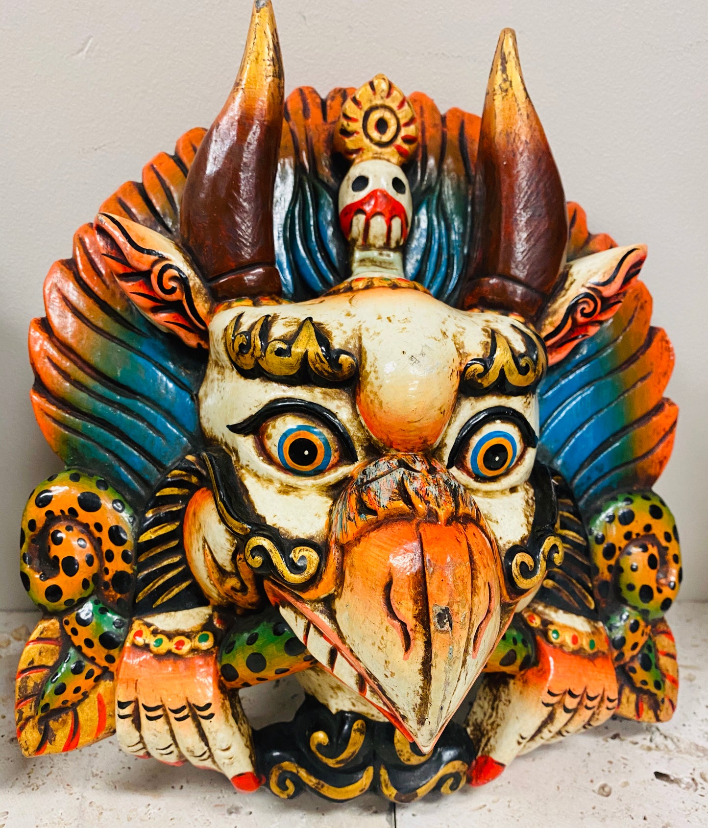 Hand Carved and Painted Garuda Masks from Nepal - Available in 3 Sizes