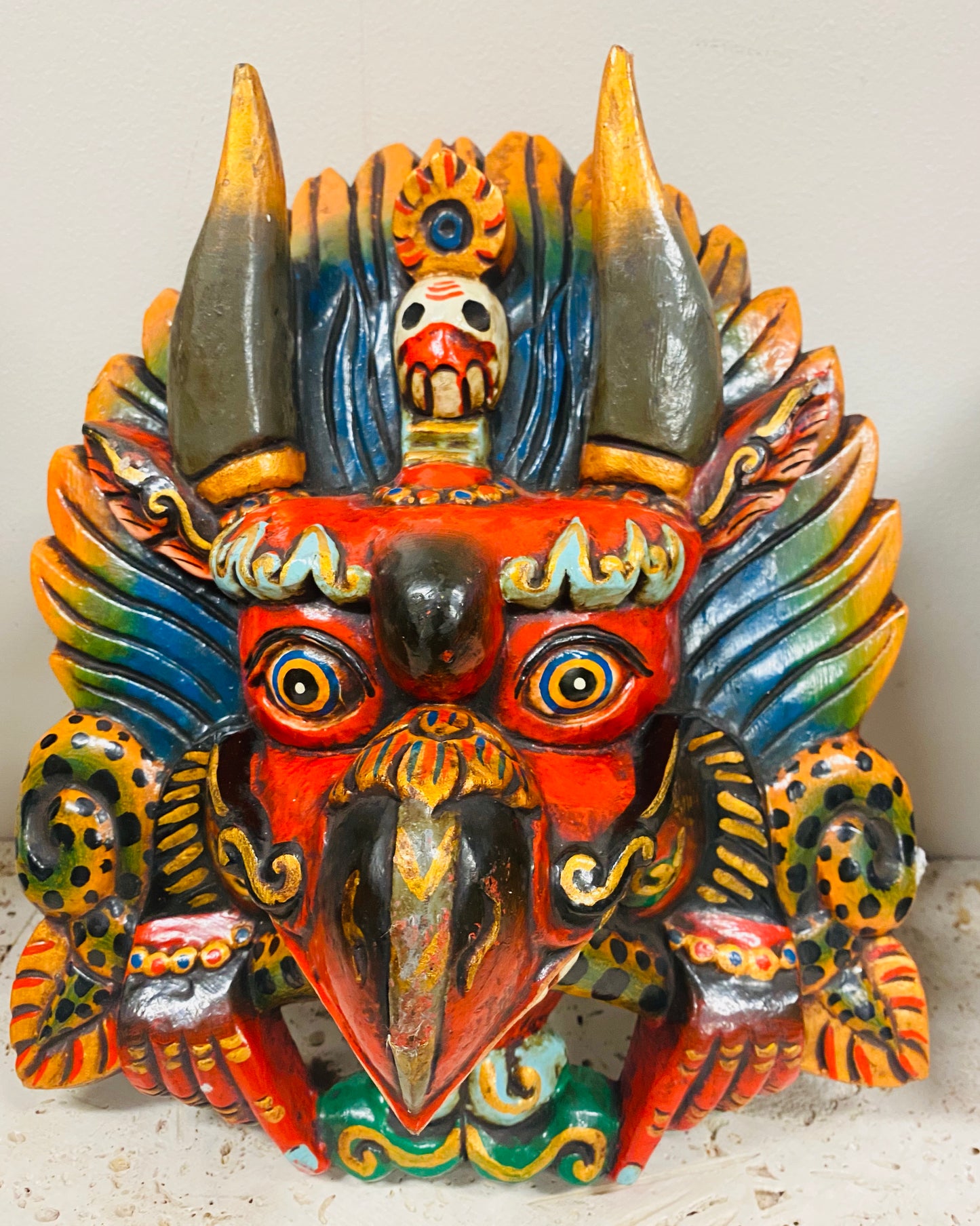 Hand Carved and Painted Garuda Masks from Nepal - Available in 3 Sizes