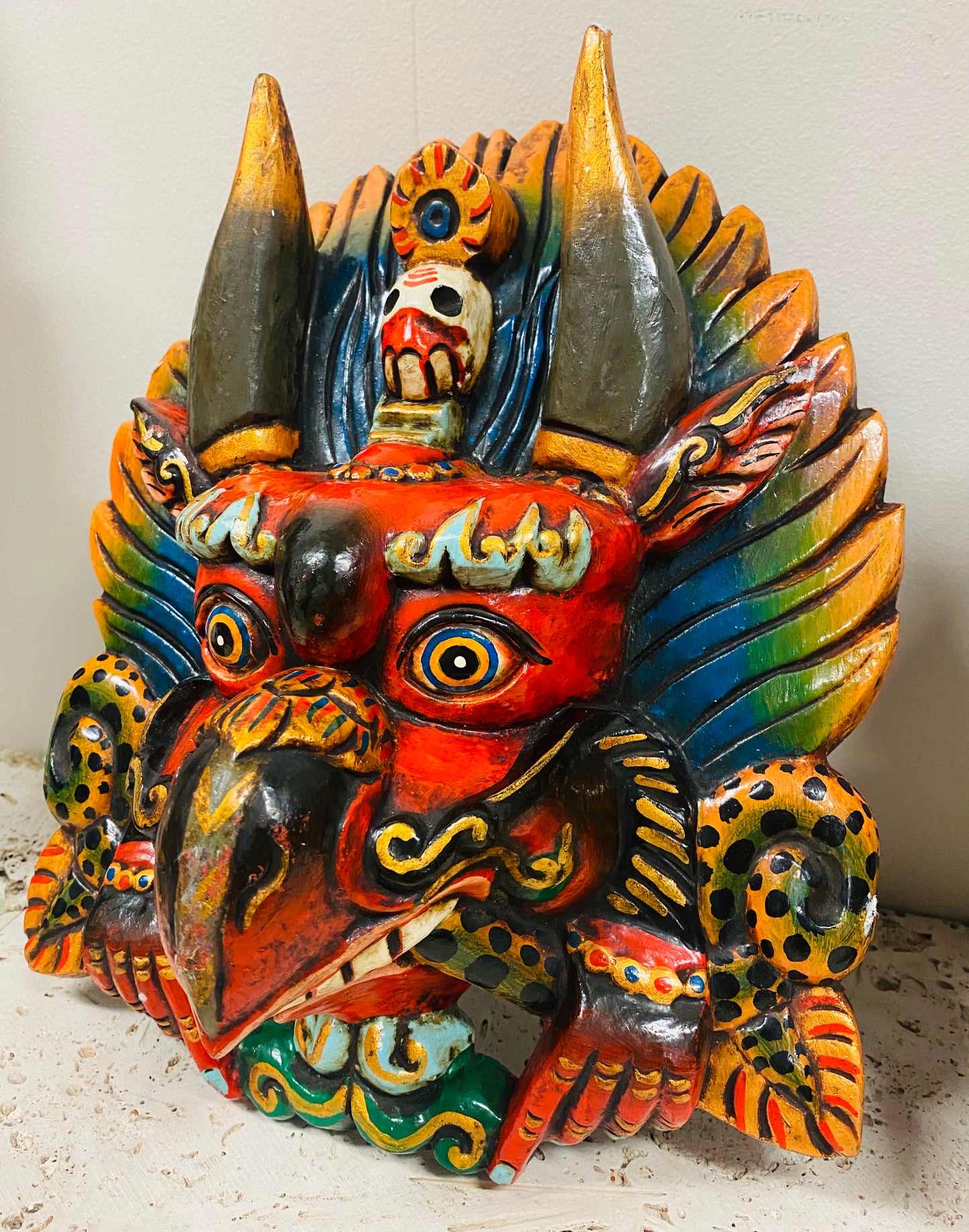 Hand Carved and Painted Garuda Masks from Nepal - Available in 3 Sizes