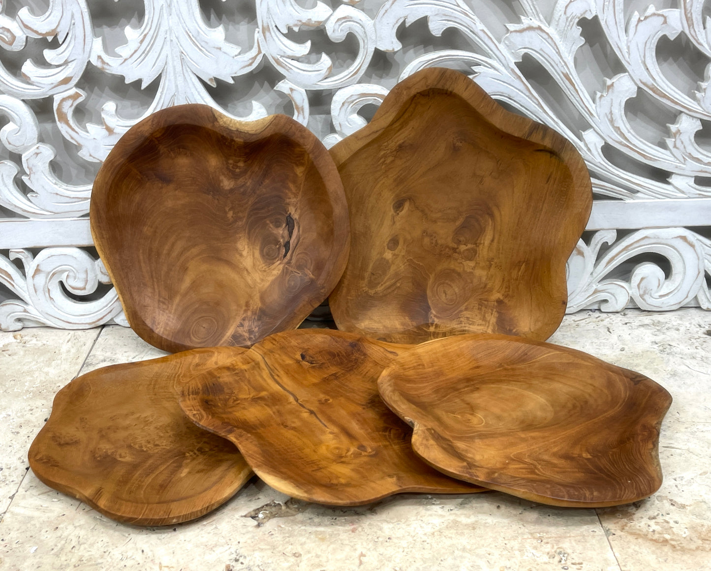 Freeform Teak Serving Plates