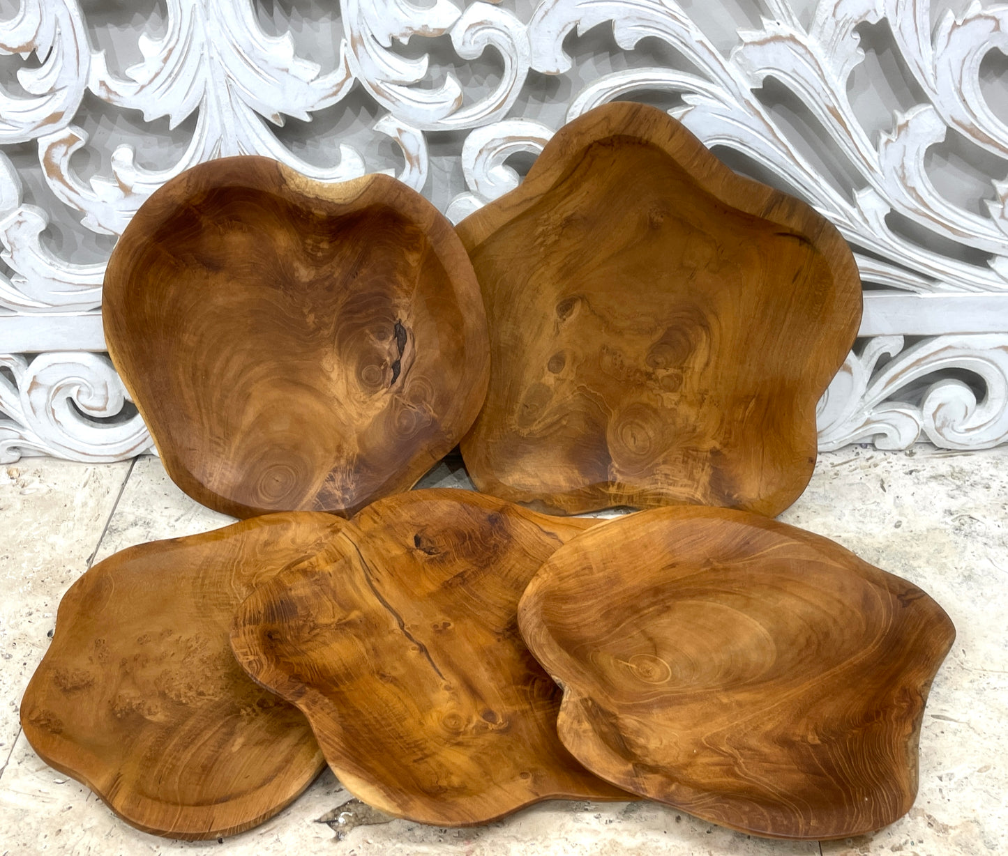 Freeform Teak Serving Plates