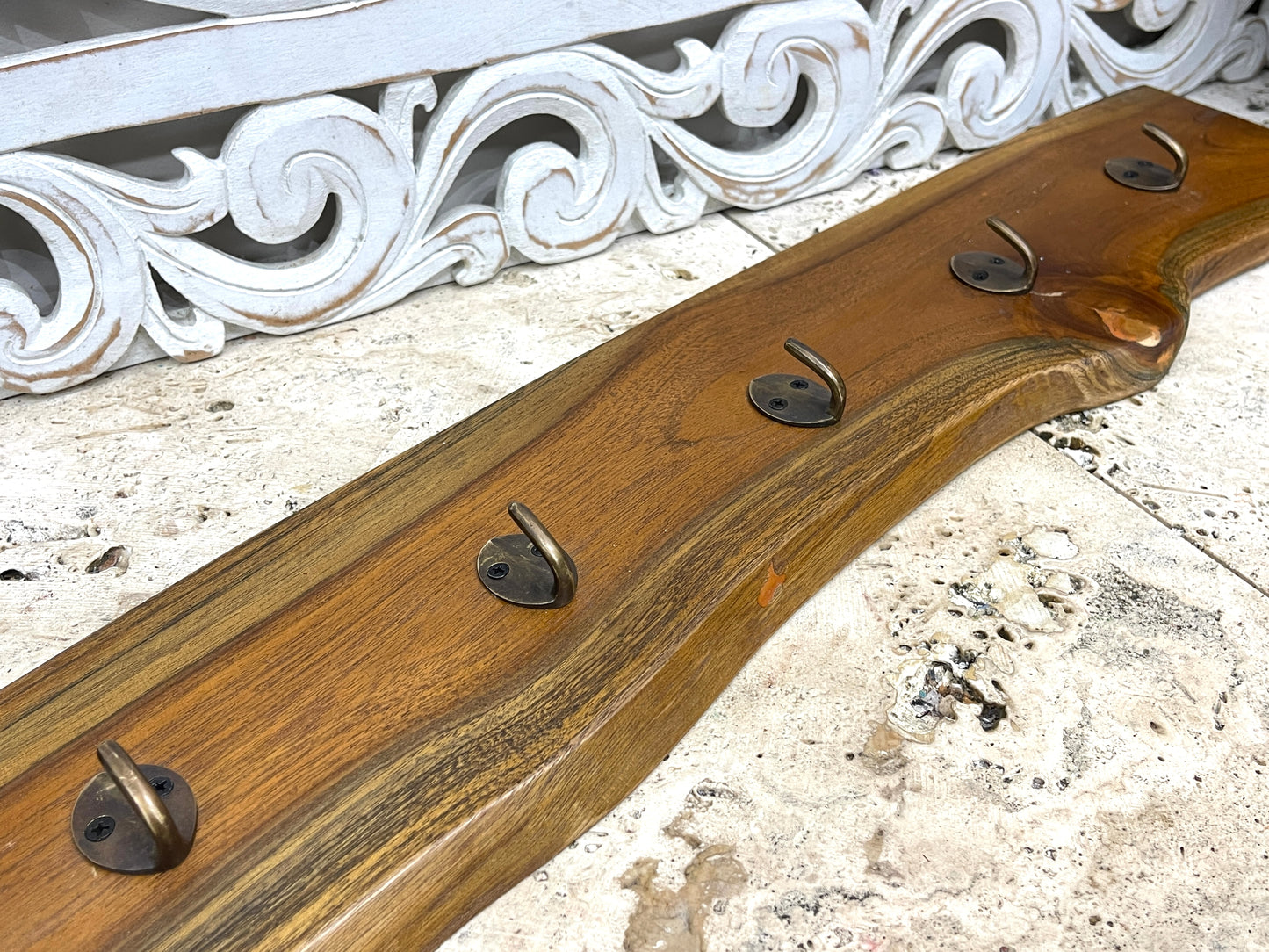 Freeform Teak Coat Rack