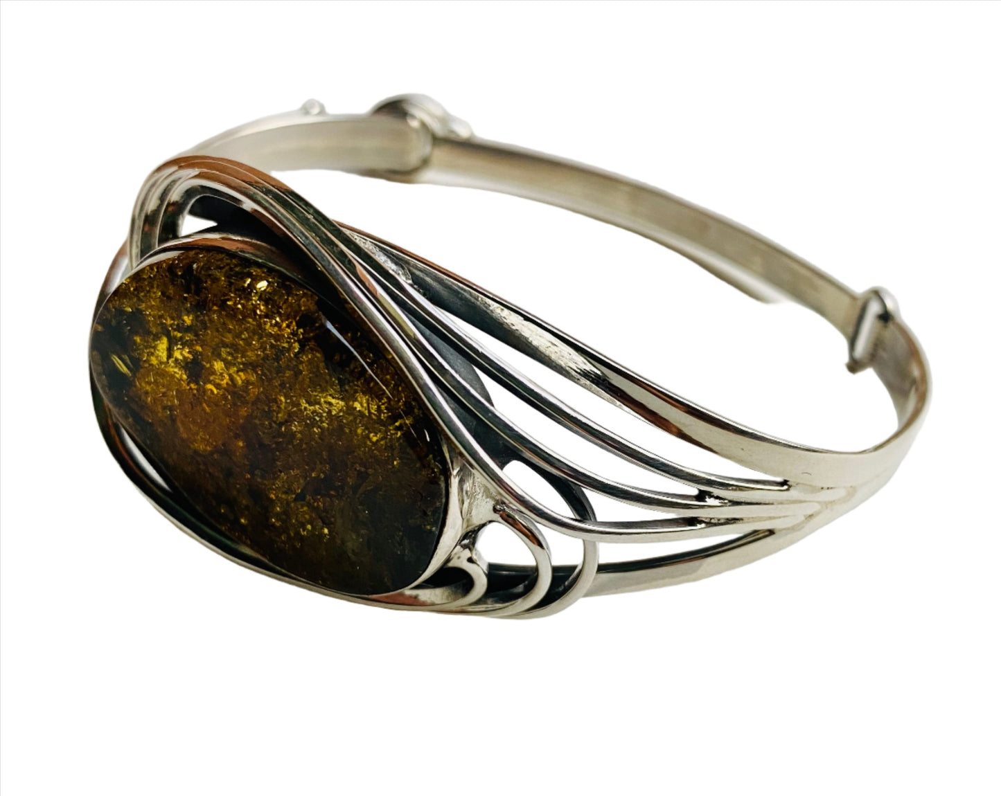 Sterling Silver Green Amber Bracelets Twist