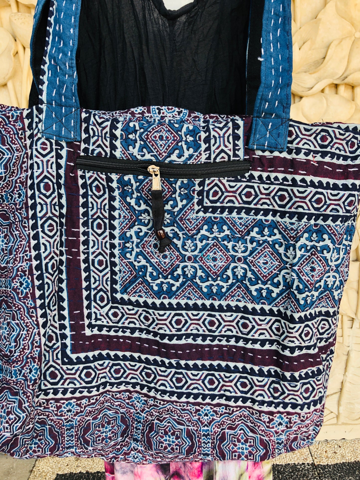 Rajasthani print Hand Stitched Kantha Cotton Market Bag XL