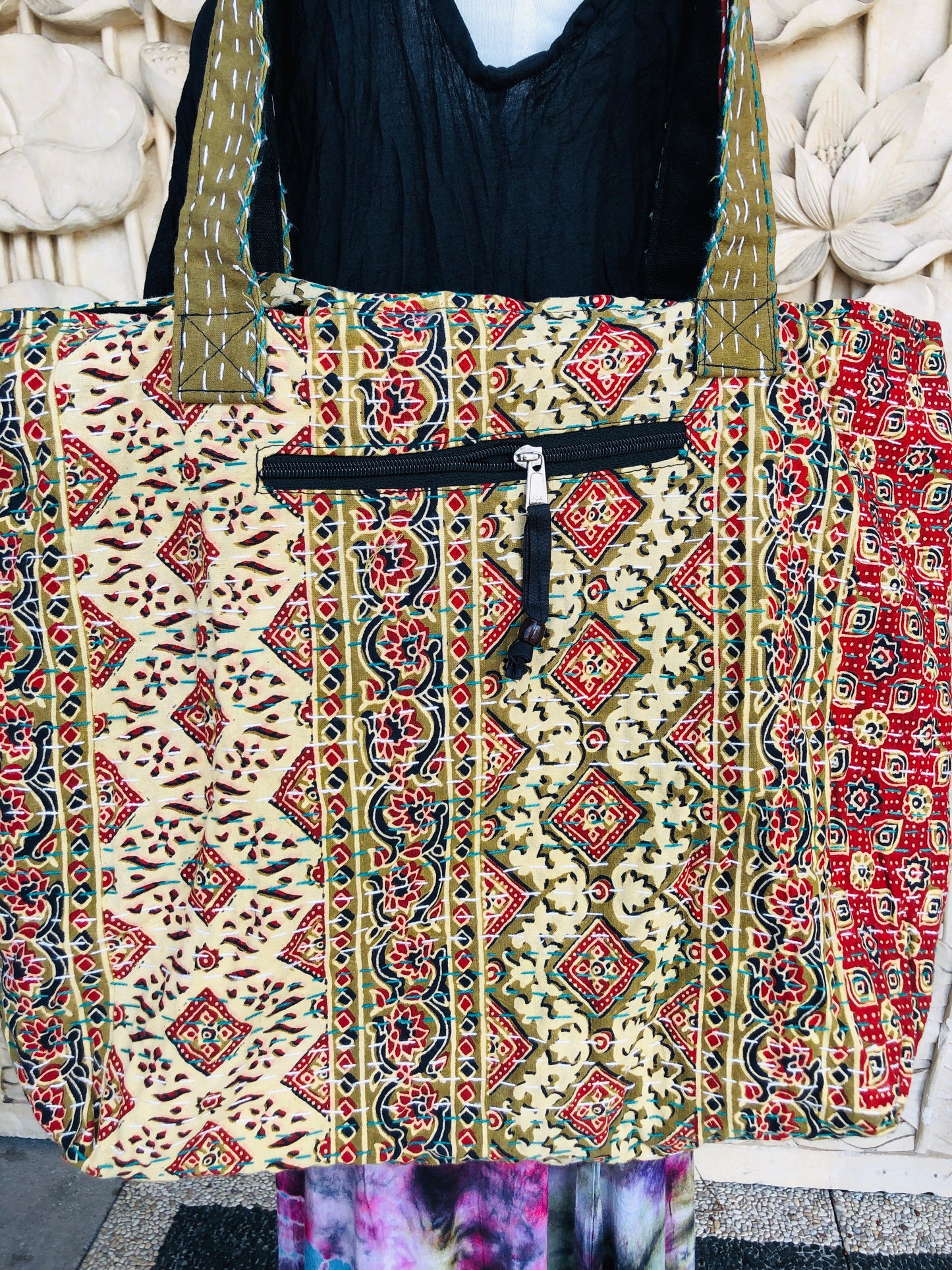Rajasthani print Hand Stitched Kantha Cotton Market Bag XL