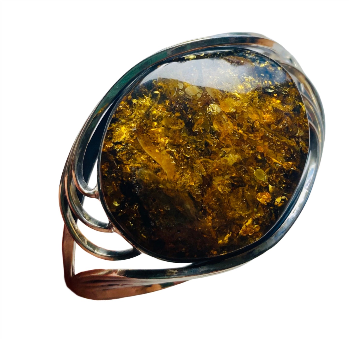 Sterling Silver Green Amber Bracelets Twist