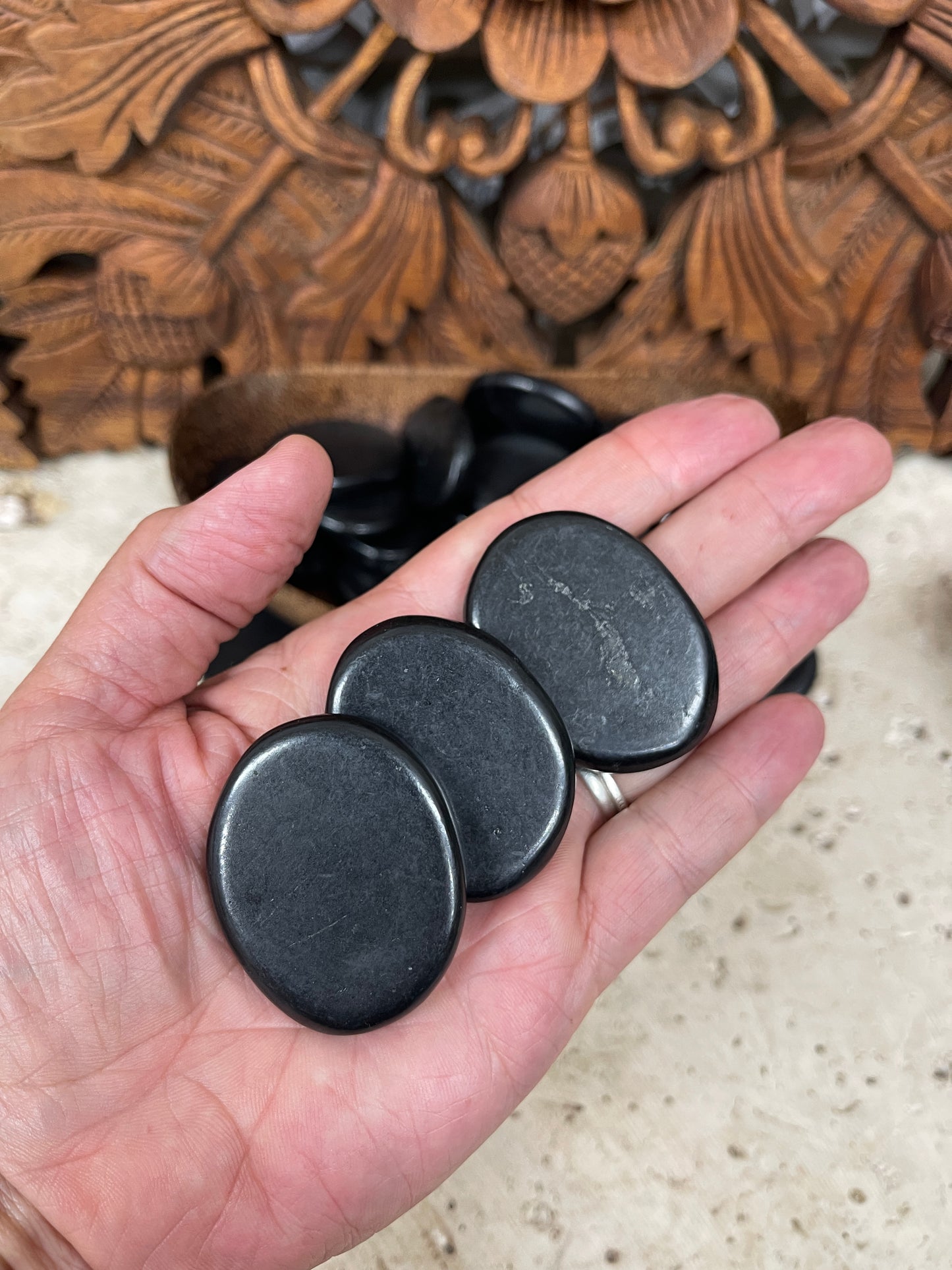 Shungite Flat Palm Stones