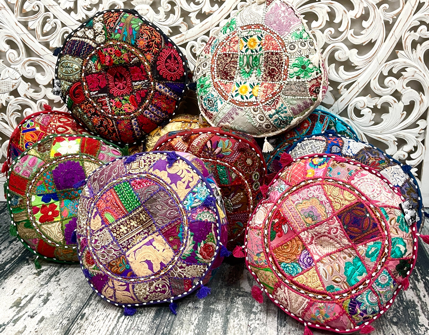 Round Rajasthani Floor Pillow