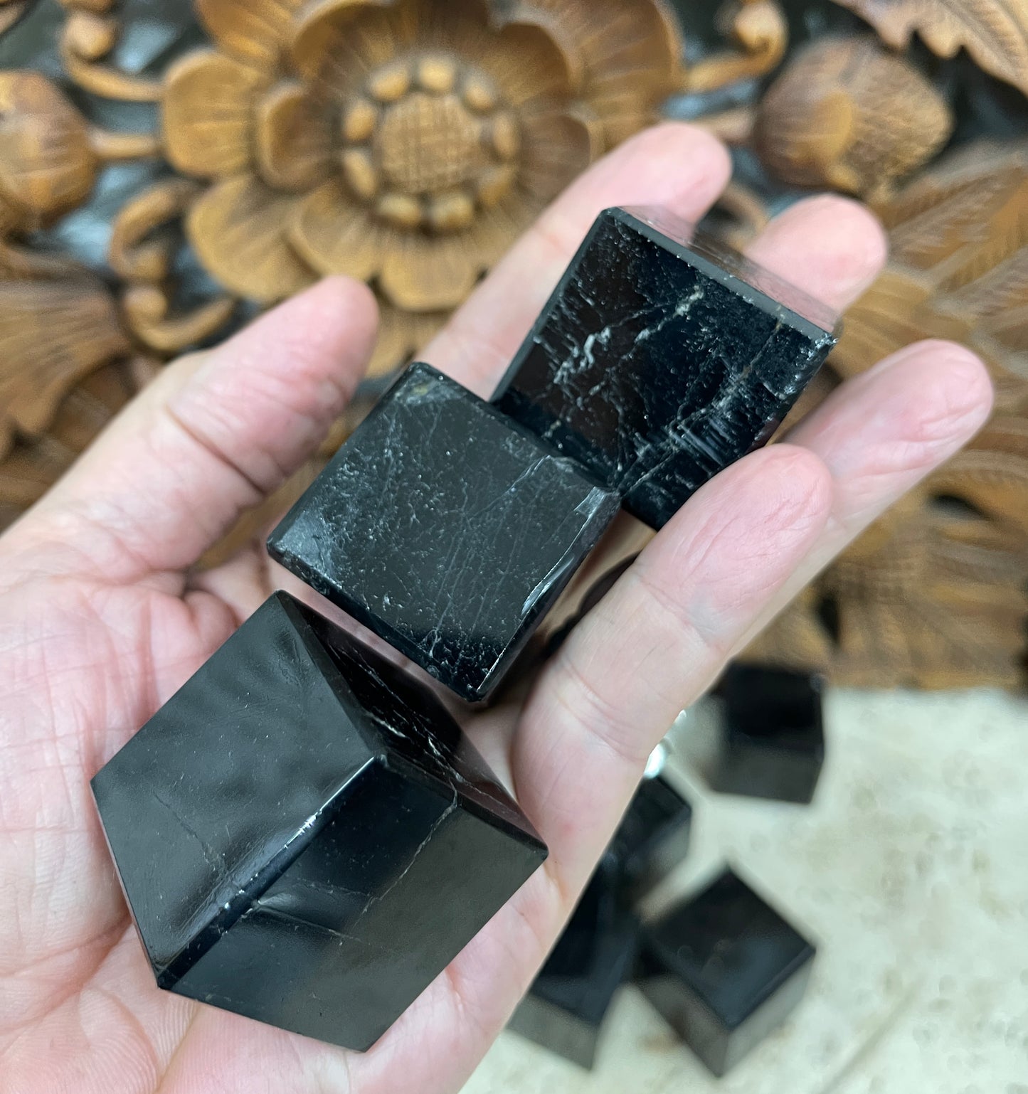 Large Black Tourmaline Cubes from Madagascar