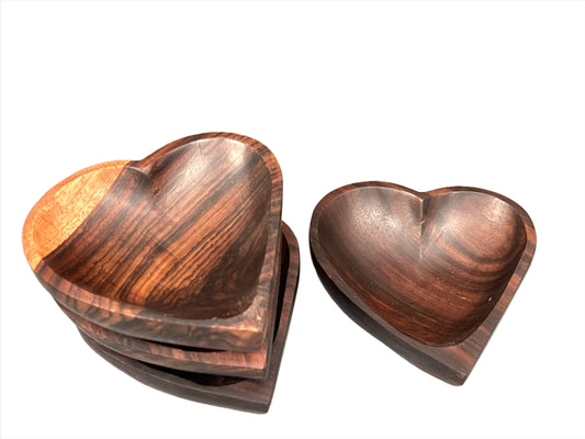 Sono Wood Heart Shaped Serving Bowls