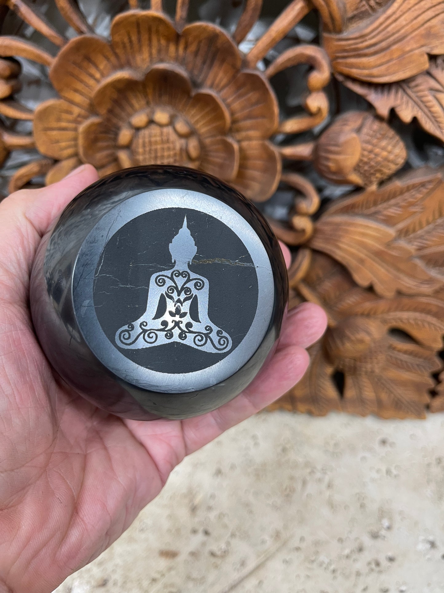 Shungite Buddha Engraved Spheres