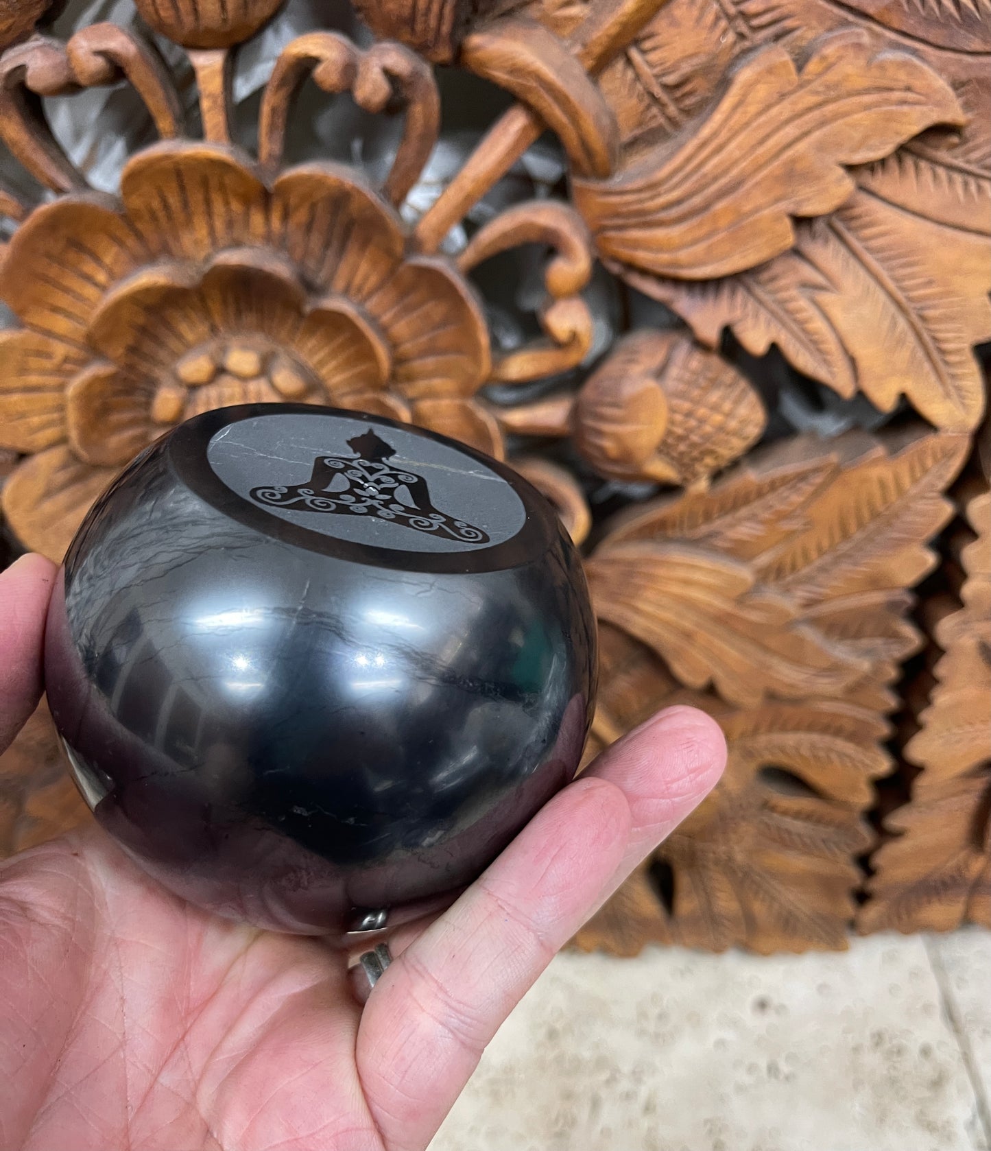 Shungite Buddha Engraved Spheres