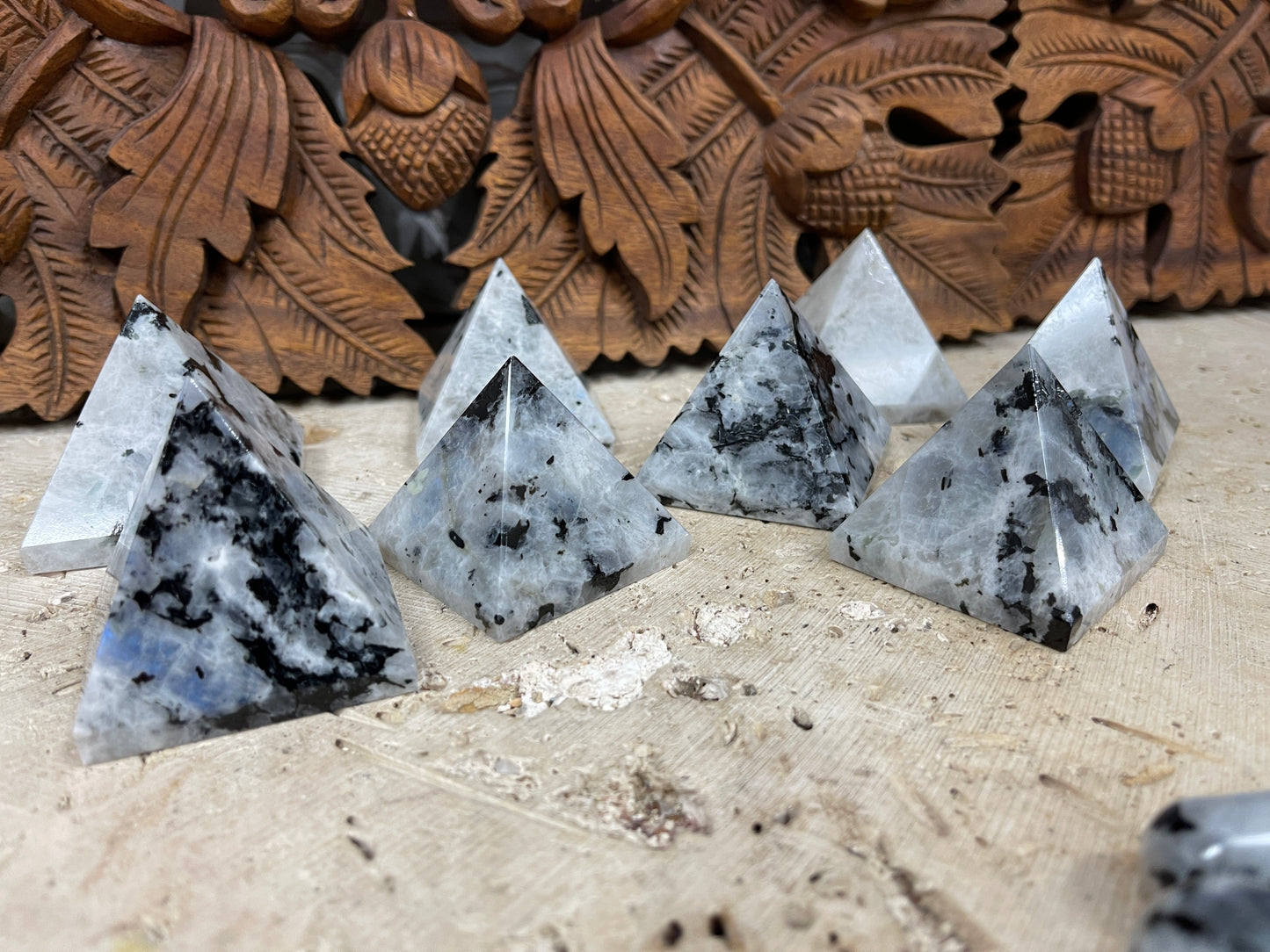 Natural Rainbow Moonstone Pyramids