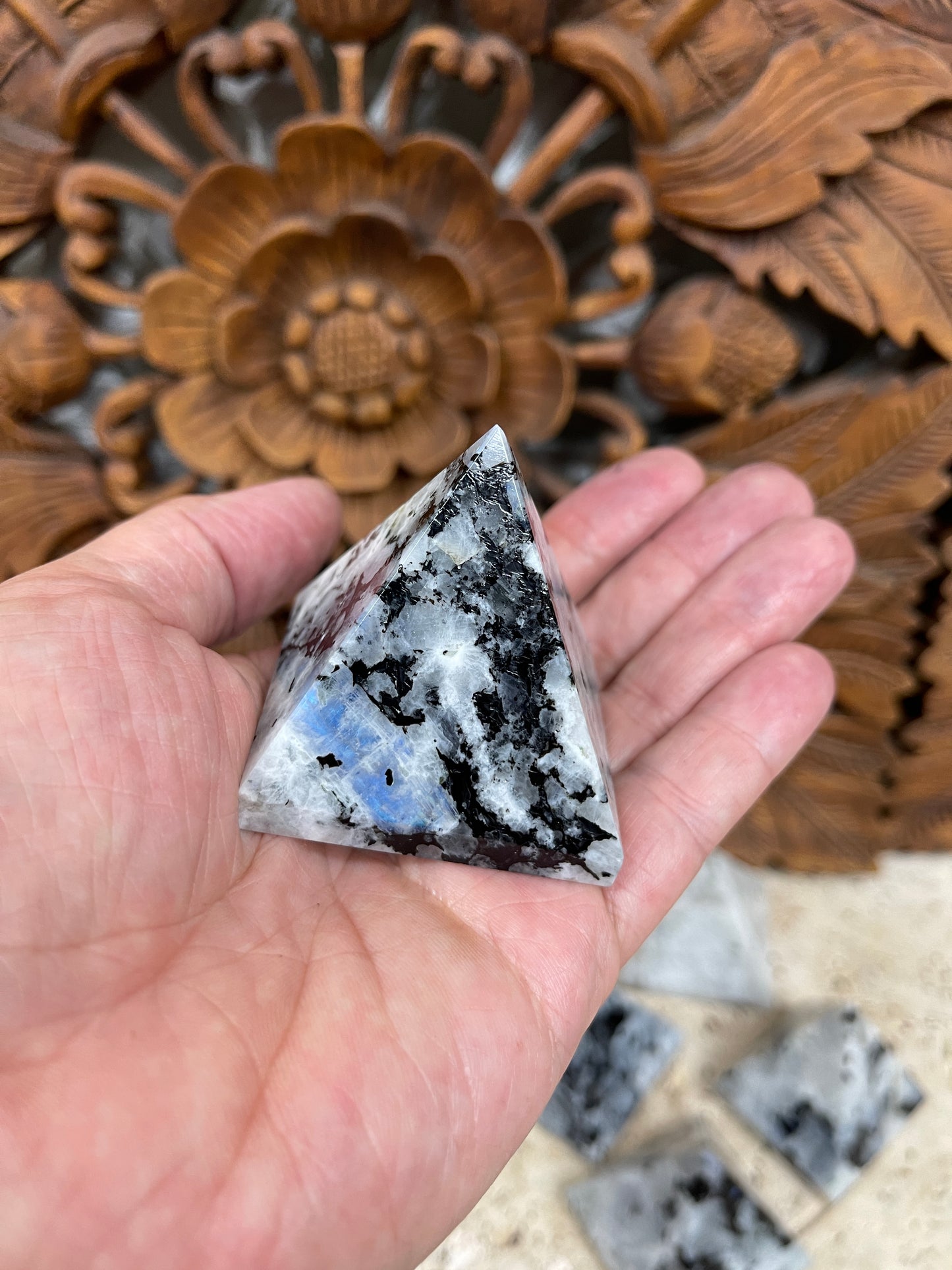 Natural Rainbow Moonstone Pyramids