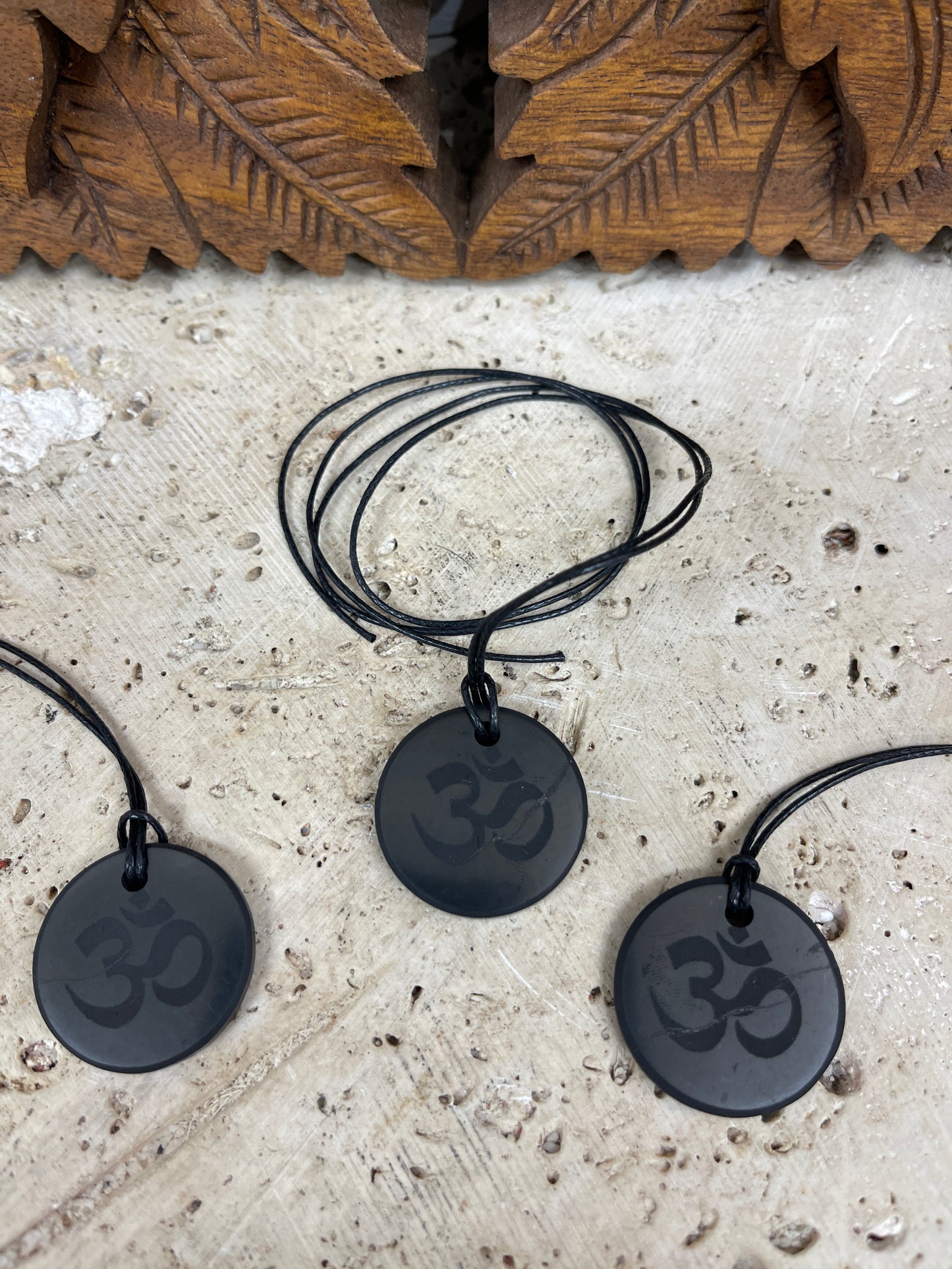 Shungite Engraved Om Pendant