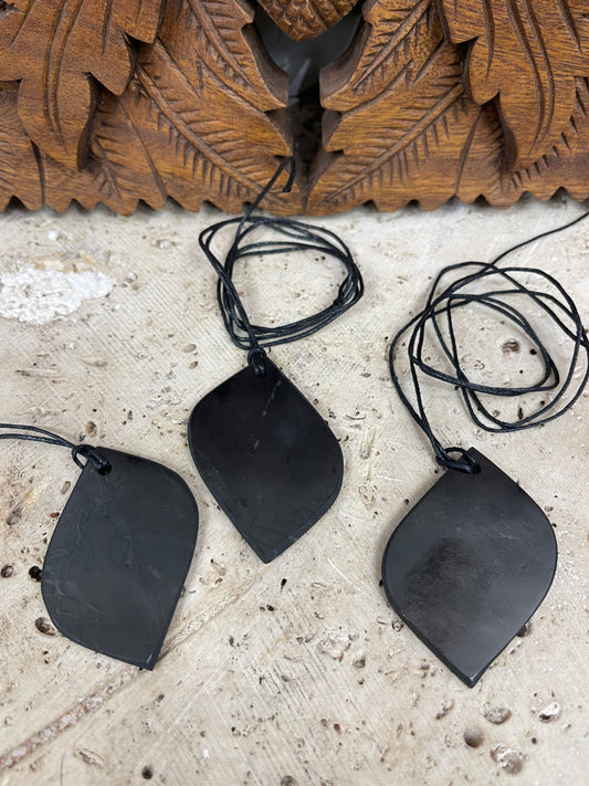 Shungite Beveled Leaf pendant