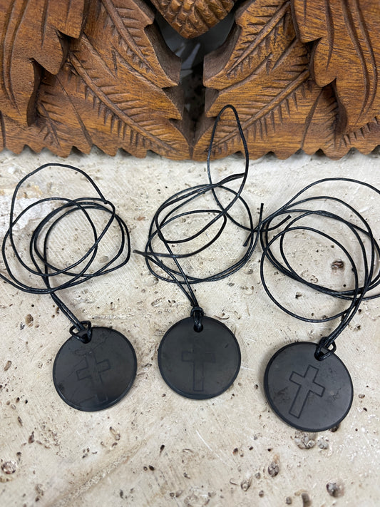 Shungite Engraved Cross pendant