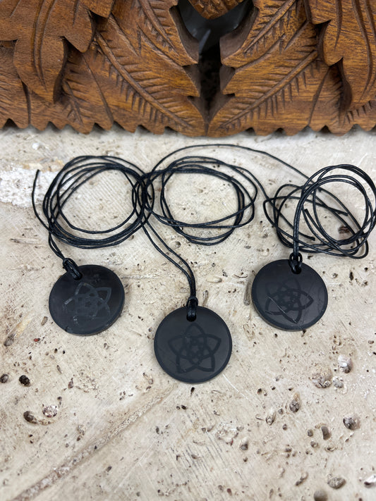 Shungite Engraved Seed of Life pendant
