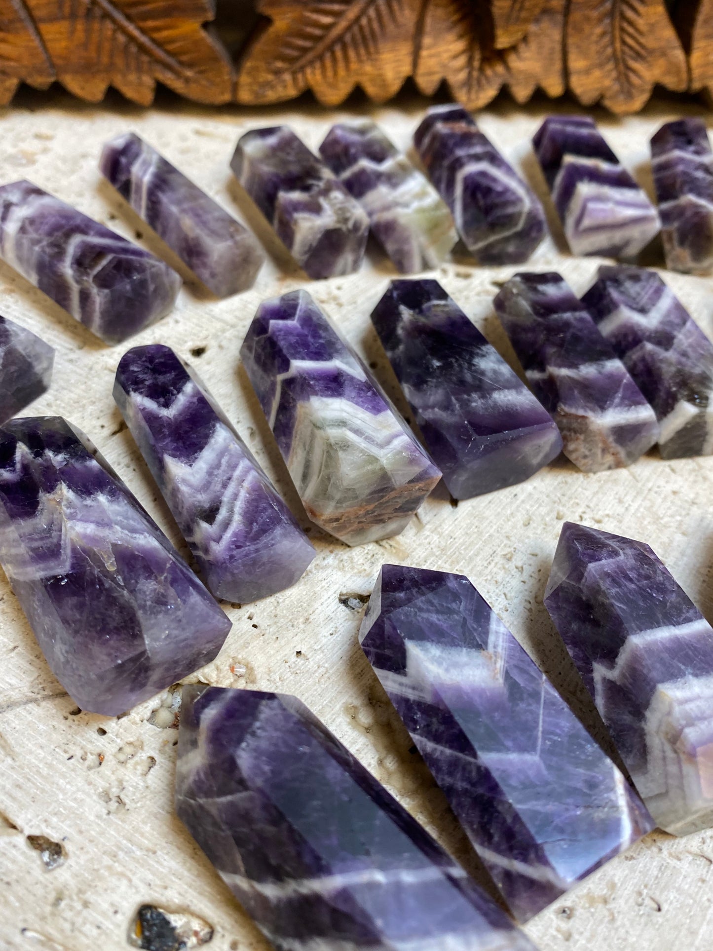 Chevron Amethyst Base Cut Crystal points