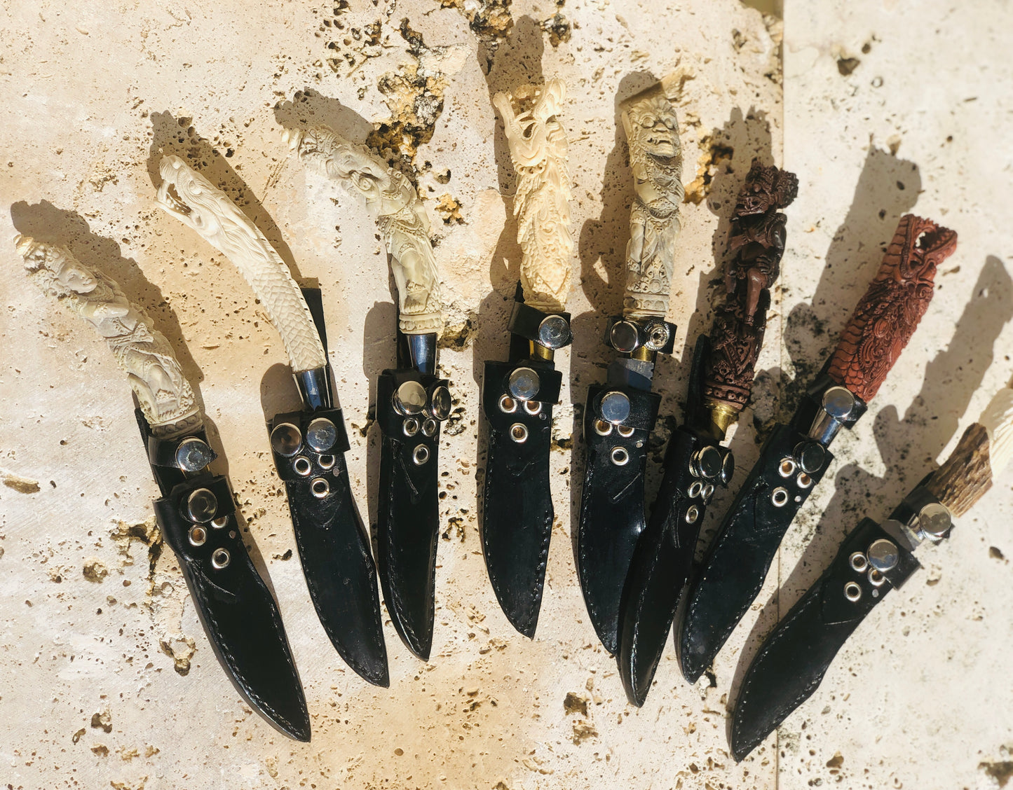 Decorative Balinese Hand-Carved and Hand Forged Knives